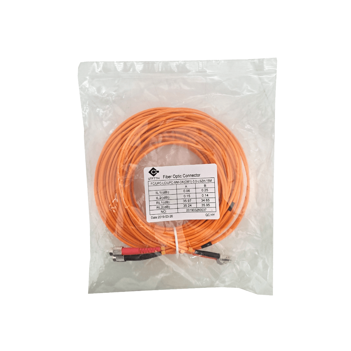 15mt LC-FC OM1 MultiModo MM Duplex Jumper Fibra 62.5/125um LSZH 2