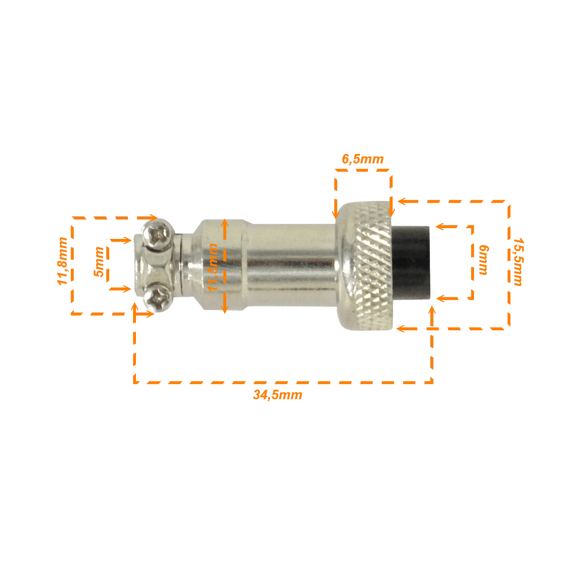 Conector GX12 Hembra Volante de 2 Pines Soldable GX12HV-2 2