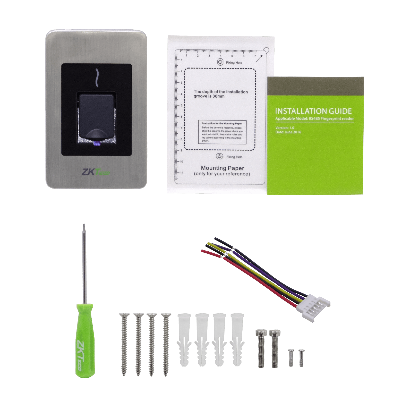 Lector de Huella ZKTeco FR1500S - IP65, RS485, Requiere FPCWL, Alimentación 12V 4