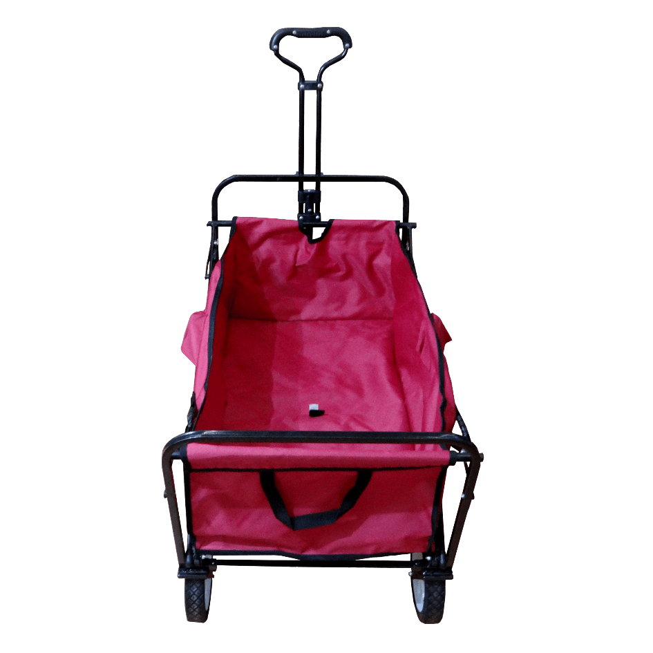 Carro Arrastre Manual Metal Tela-Rojo Plegable 4-Ruedas 70kg 7