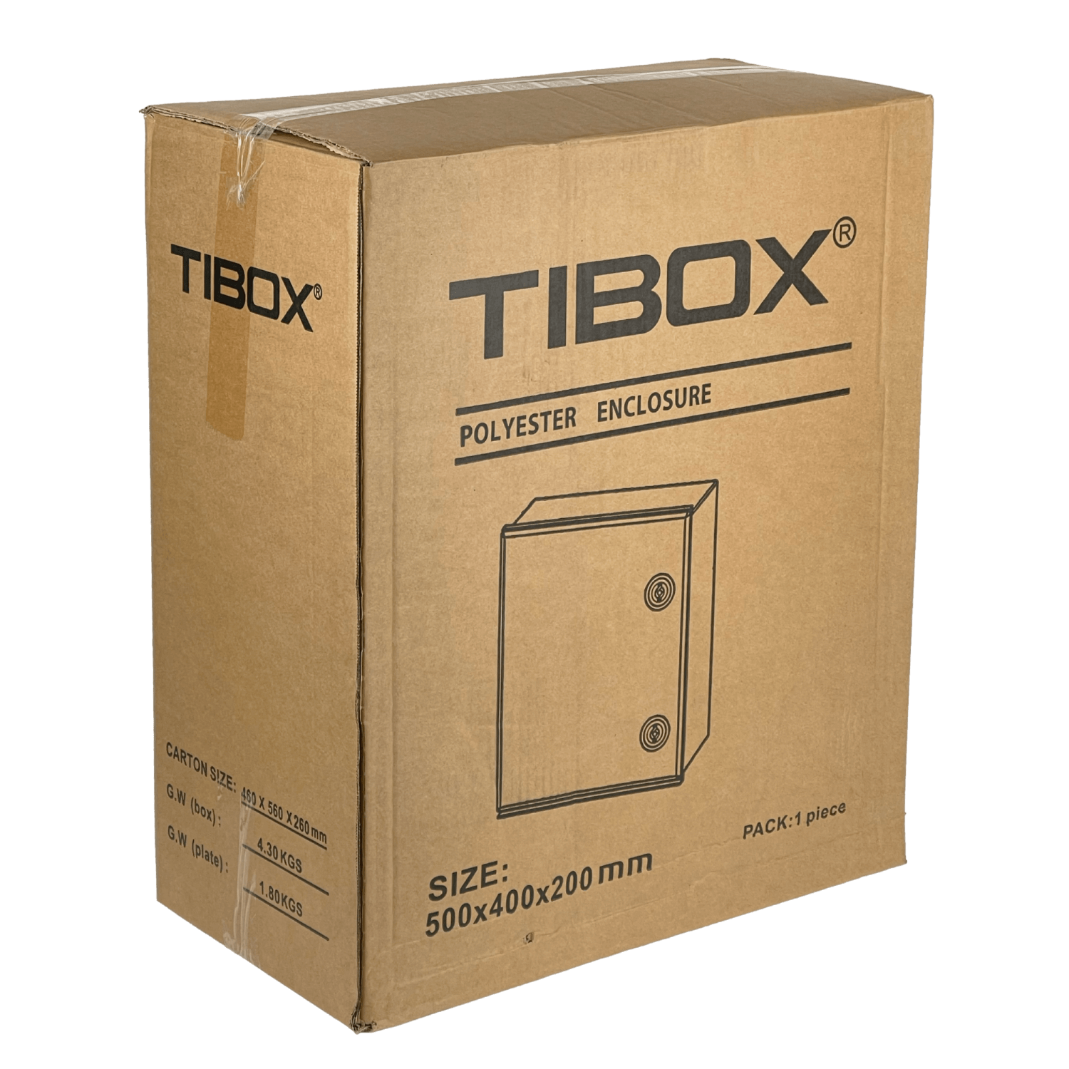 Tablero poliester Tibox TIP-54 500x400x200mm estanco gris IP65 con placa 5