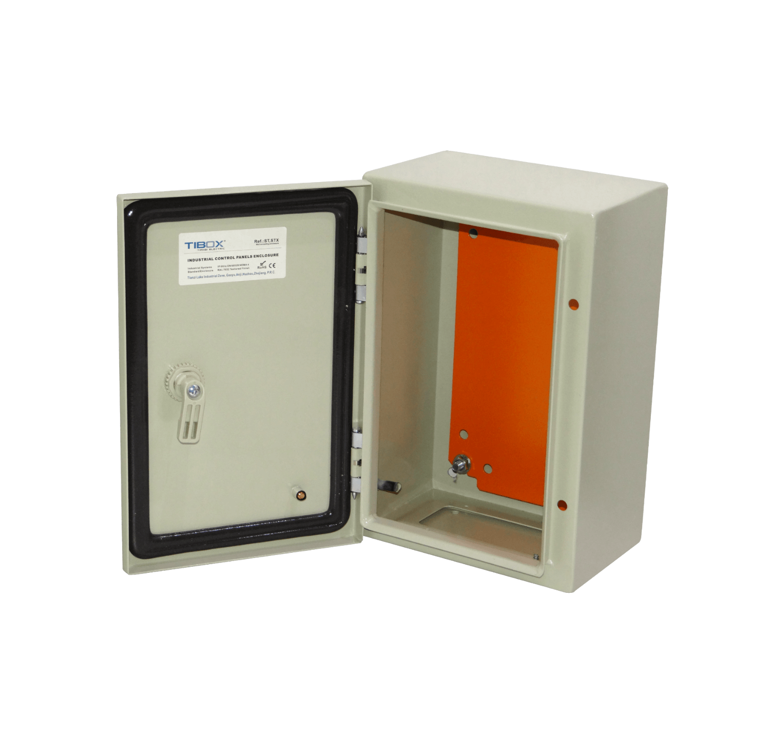 Caja metalica Tibox ST2-315 300x200x150mm 1 chapa IP66 beige con placa 6