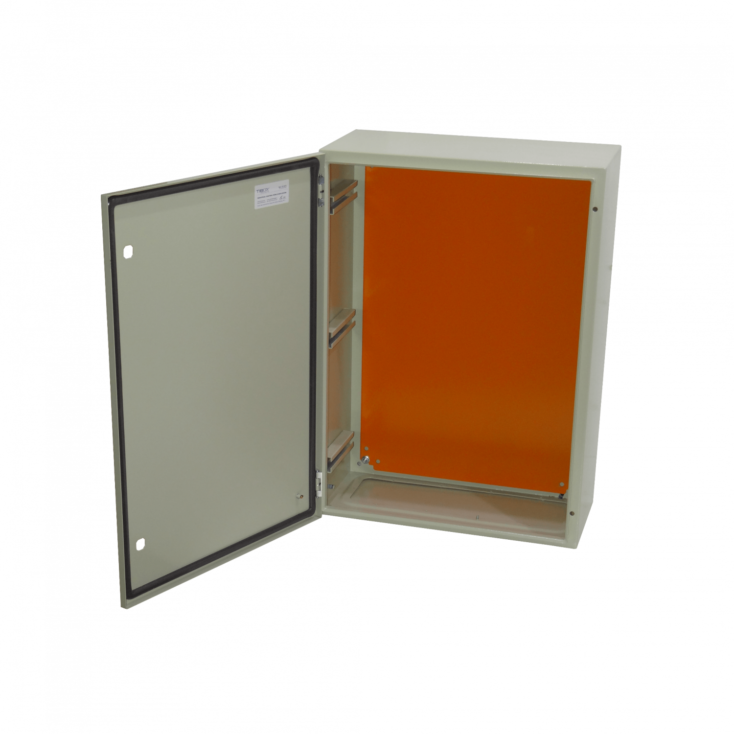 Caja metalica Tibox ST5-725 700x500x250mm 2 chapas IP66 beige con placa 1