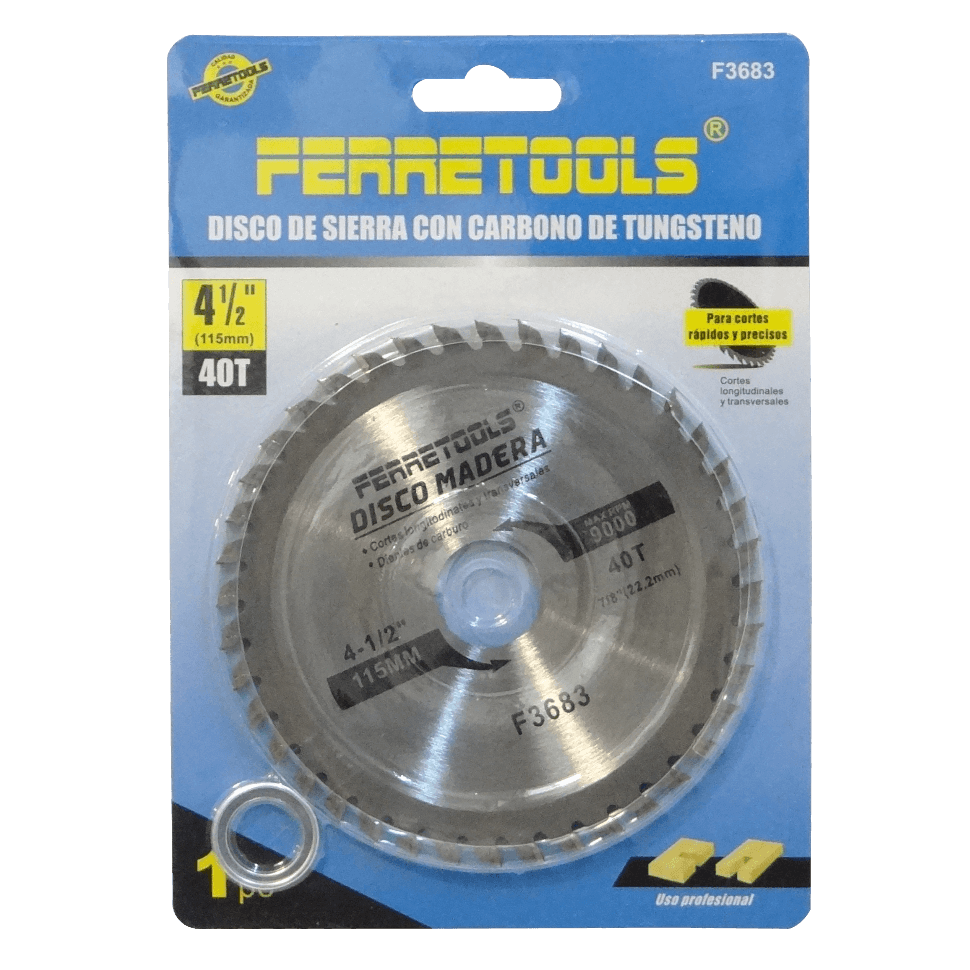 Disco de Sierra para Madera, 115mm, 40T, 22.2mm, 9000RPM, Carburo F3683 1