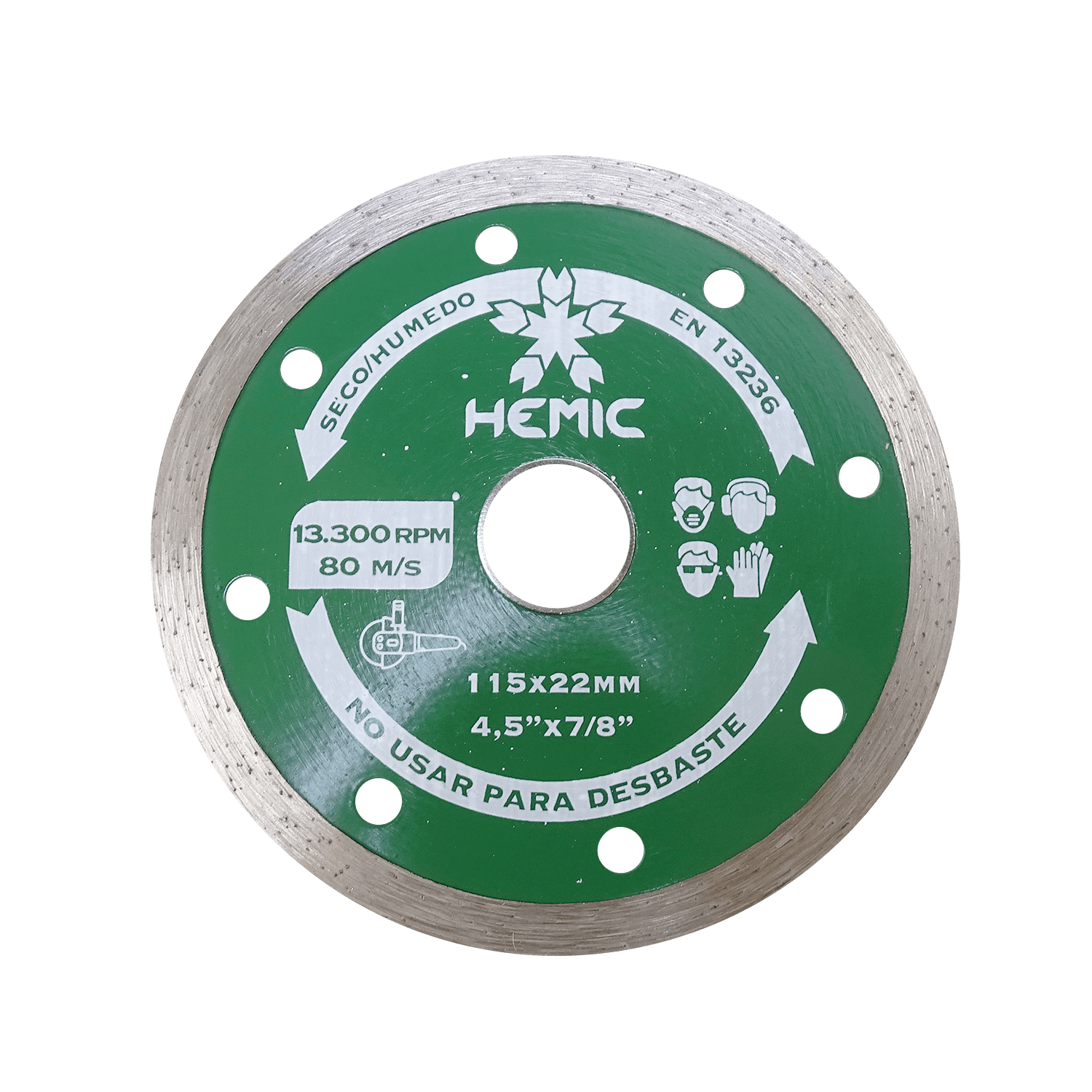 HEMIC 115mm Liso 22mm Disco Corte Diamantado Continuo DDU115H 8801115 1