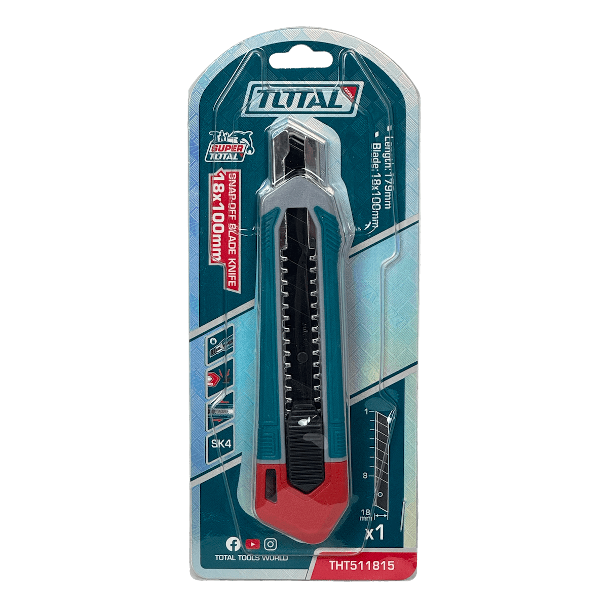 Cuchillo cartonero Total CUCH-K 18mm grip reutilizable 3 hojas 2