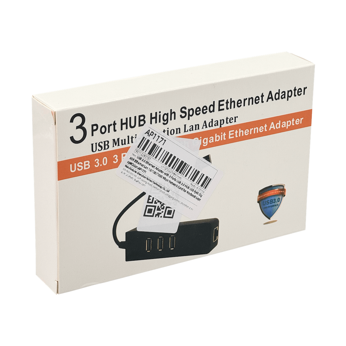 1-USB3.0-AM 1-LAN-RJ45-Ethernet 10/100mbps Hub-3p Win Mac Linux 3