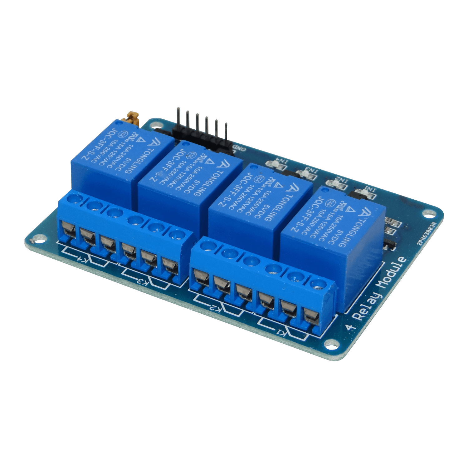 Módulo 4 Relés 5VDC 6-Pin NC/NA con LED Optoaislados JQC-3FF-S-Z 2