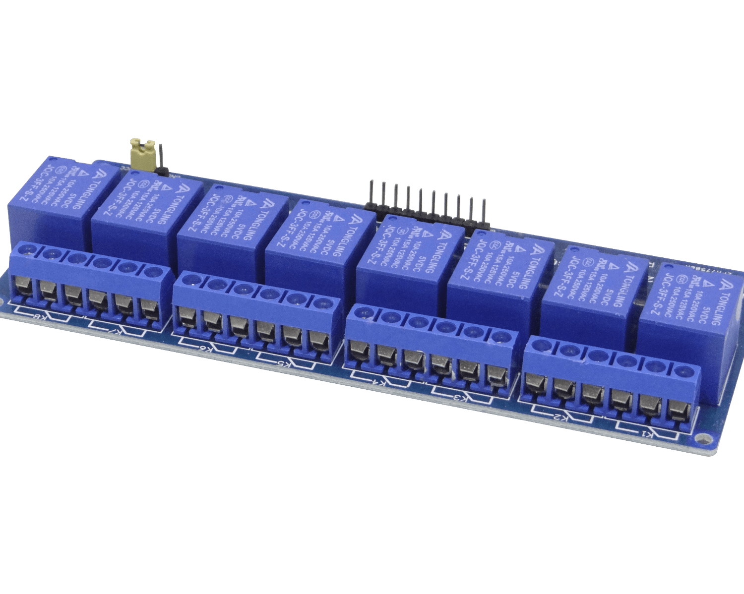 Módulo 8 Relés 5VDC 6-Pin NC/NA con LED Optoaislados JQC-3FF-S-Z 1