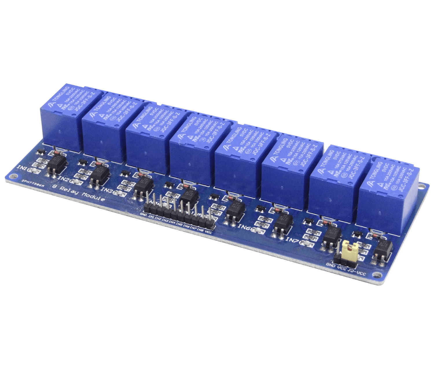Módulo 8 Relés 5VDC 6-Pin NC/NA con LED Optoaislados JQC-3FF-S-Z 2