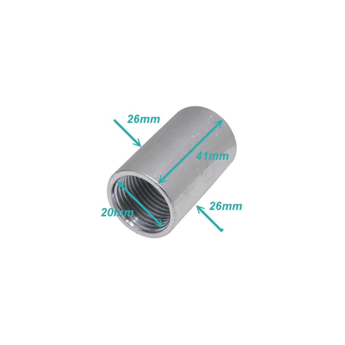 Zincado 1/2-Pulg Copla Largo-42mm Hilo Interno 1