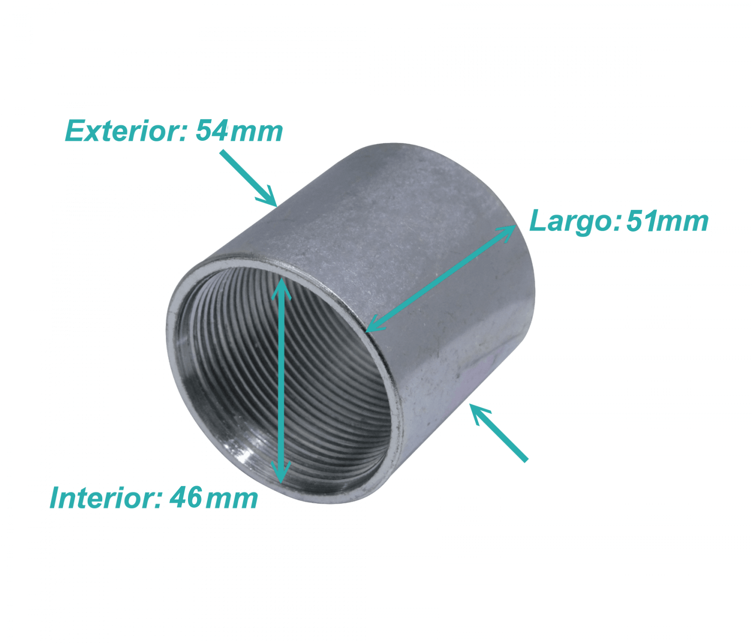 Zincado 1-1/2-Pulg Copla Largo-54mm Hilo Interno 1