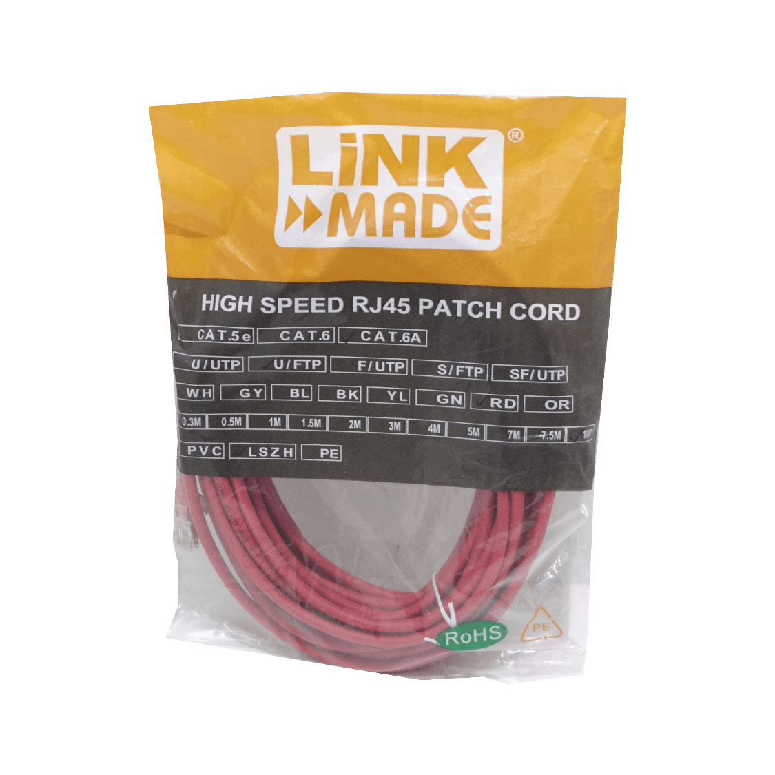 Cable Patch LINKMADE Cat6A U/FTP Rojo LSZH, 10m, Inyectado, Multifilar   4