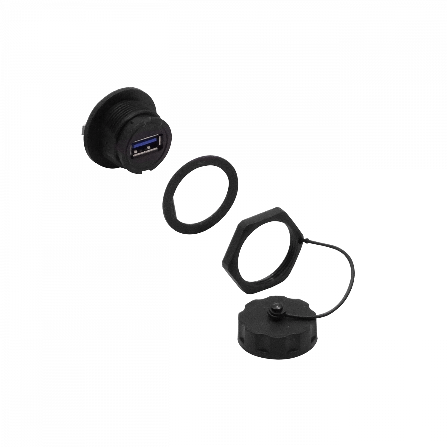 Industrial USB3.0 A-A USB-AH-AH Negro Plastico c/Tapa p/1pulg 25-27mm 3