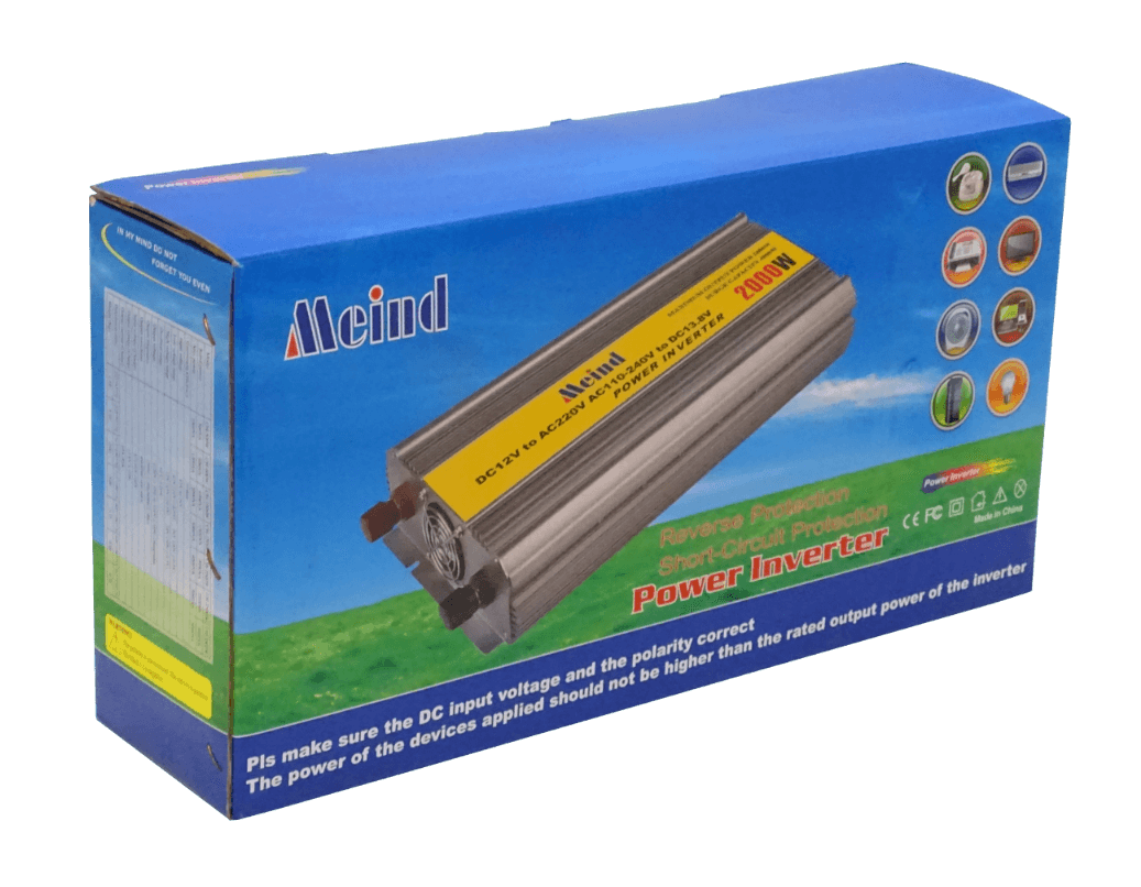 Inversor de Corriente INV-2000W 2000W/4000W 12VDC a 220VCA con Ventilador 2
