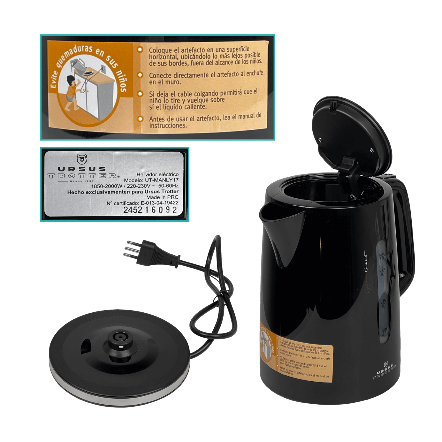 Hervidor de Agua Electrico 1,7Lts 220v Ursus Trotter  1