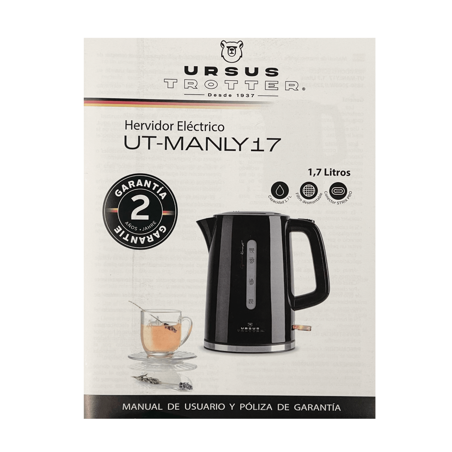 Hervidor de Agua Electrico 1,7Lts 220v Ursus Trotter  5