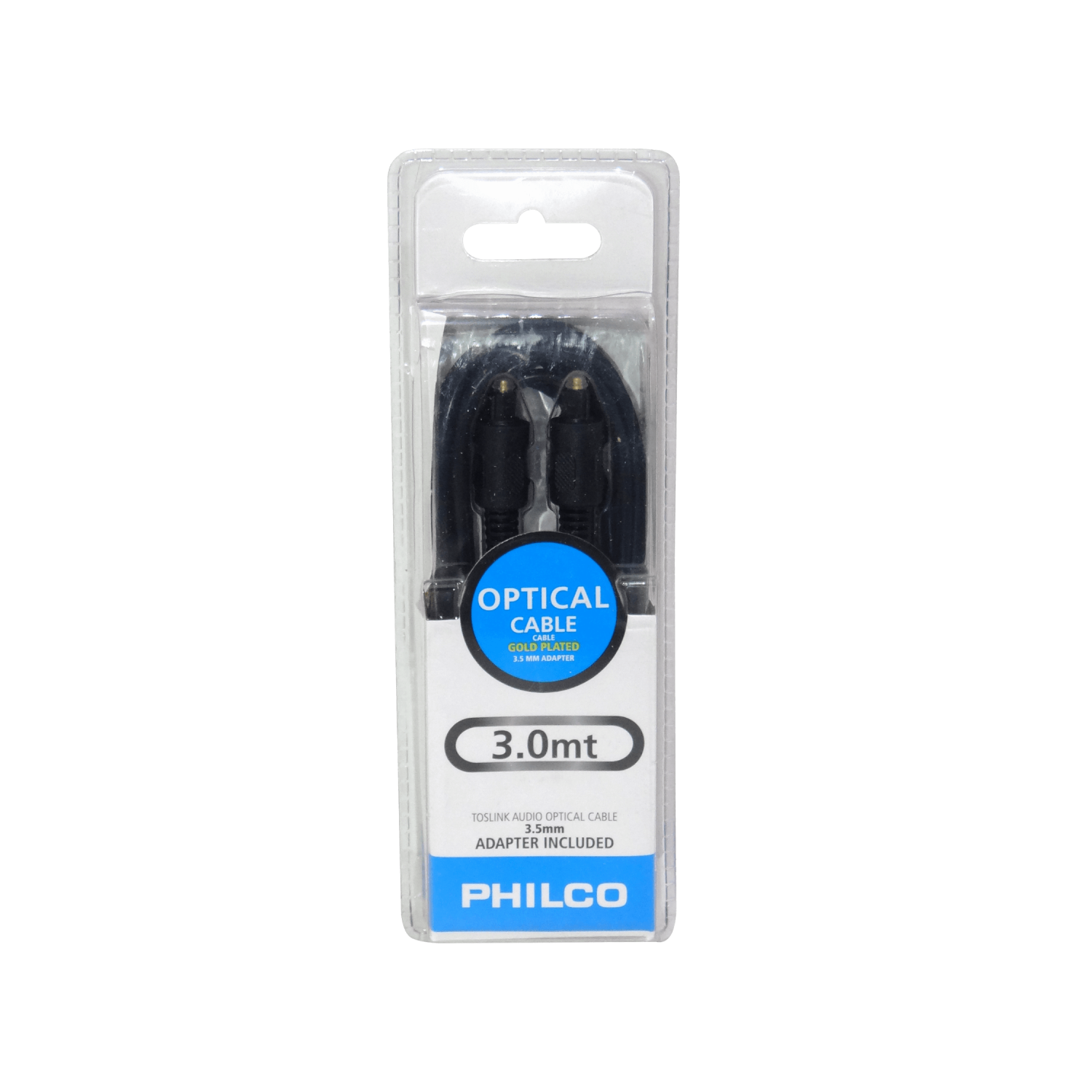 PHILCO Cable Audio Optico 3,0mt 3mt 300cm c/Adaptador-3,5mm 3