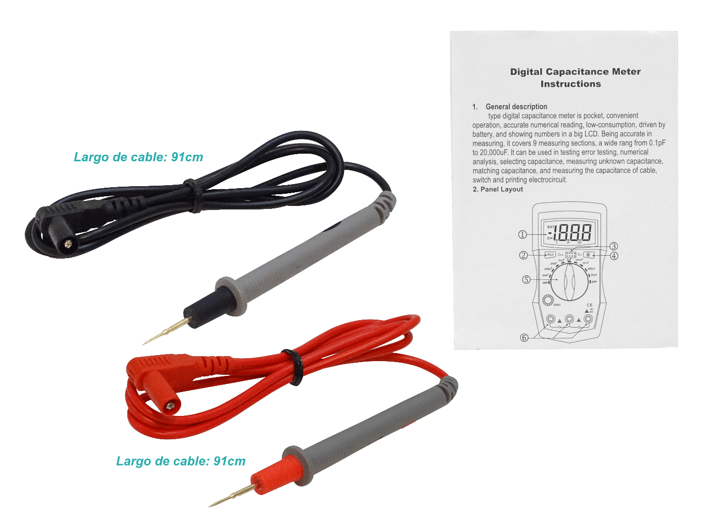 Tester ilum Condensadores Faradios Capacitometro req/Bat-9V 200pF-20mF 2