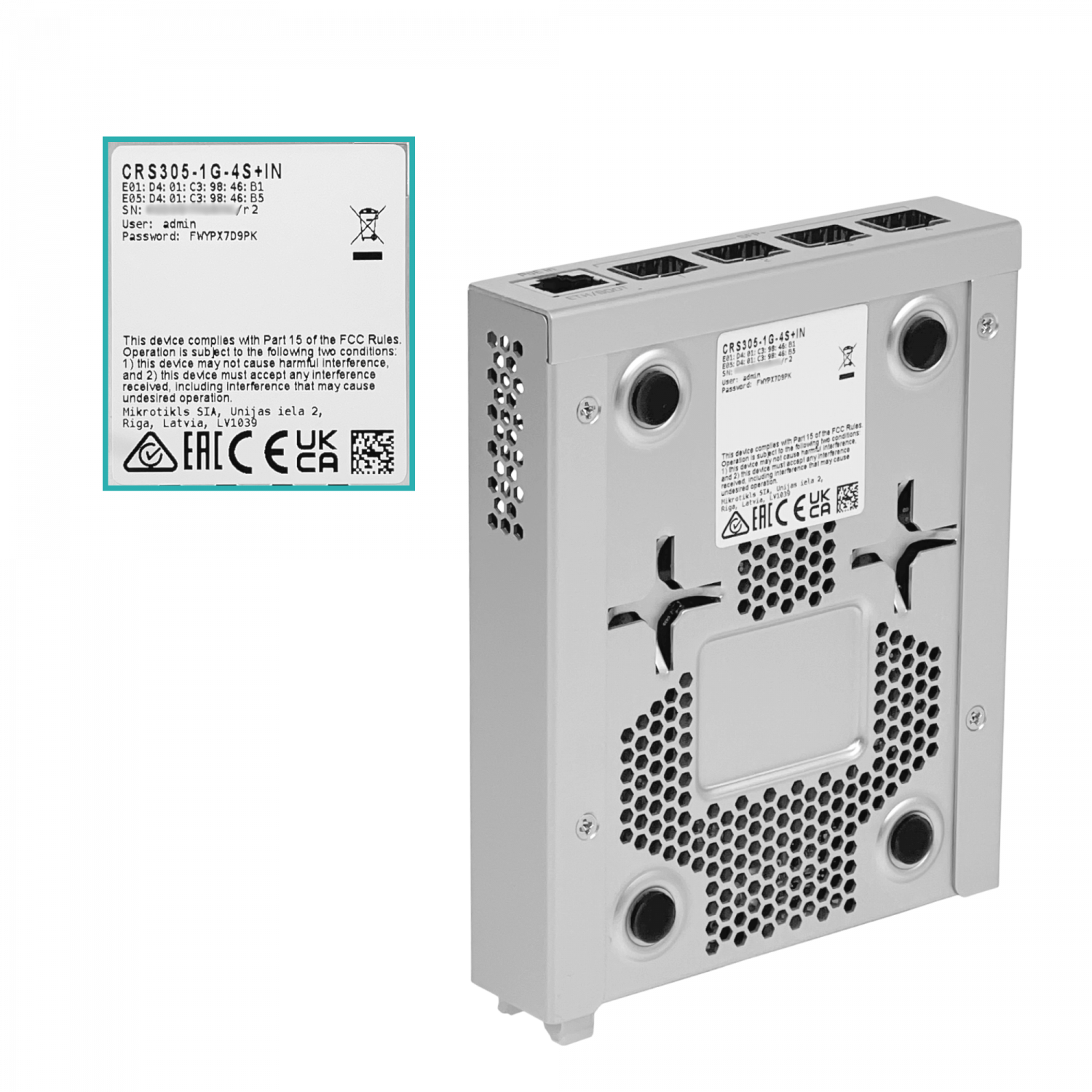 MIKROTIK L5 4-SFP+10G 1-1000-PoE Dual-DC Switch Fibra Admin inc-24V 6