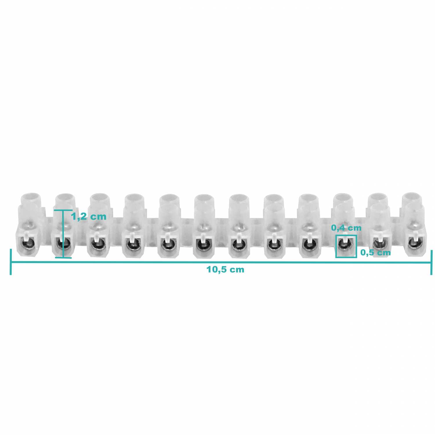 6-Ampere 1mm2 12-Pares Regleta-Tornillos 380V-Max 6A-Max 105x15x12mm 1