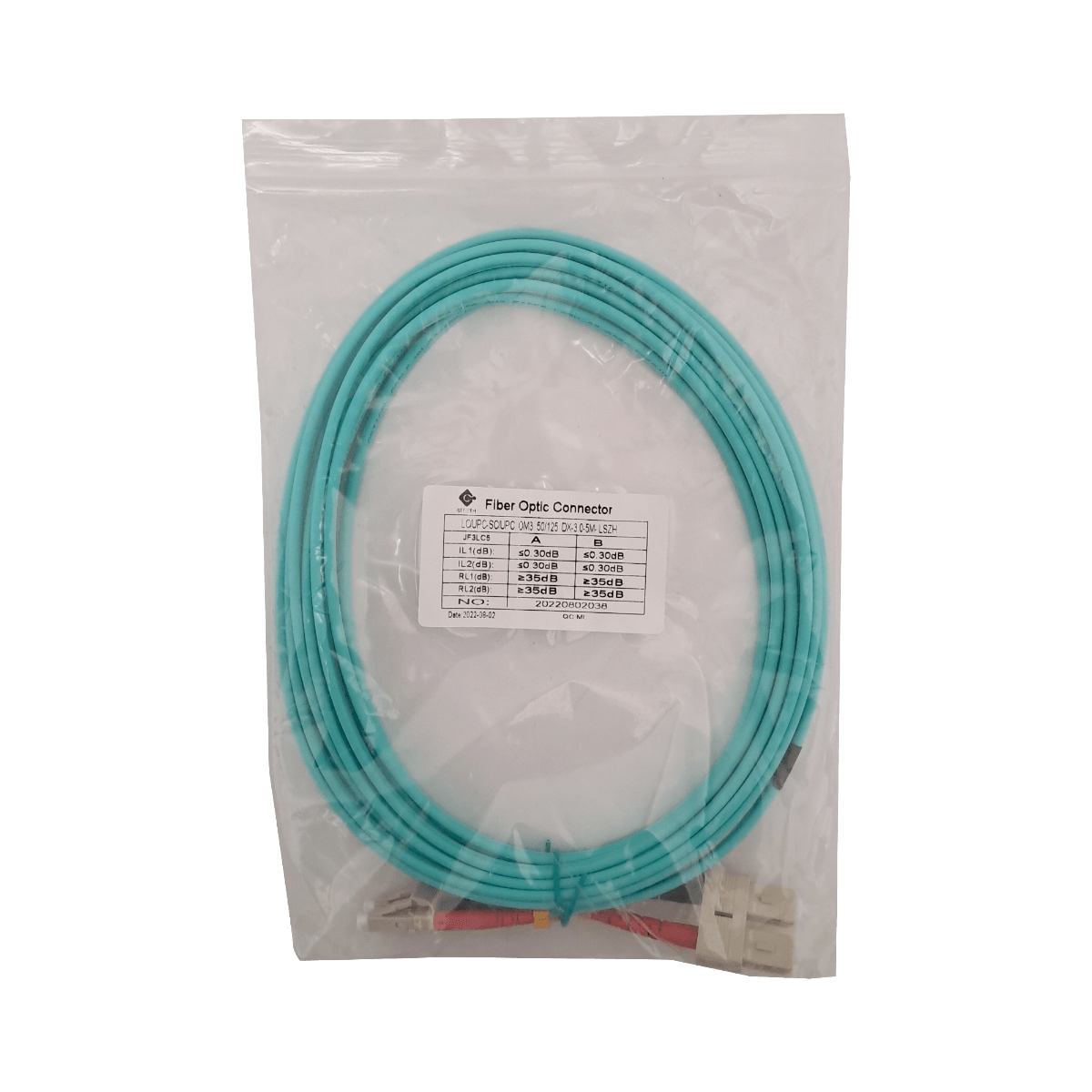 5mt LC-SC OM3 MultiModo MM Duplex Jumper Fibra 50/125um 3.0mm LSZH 2