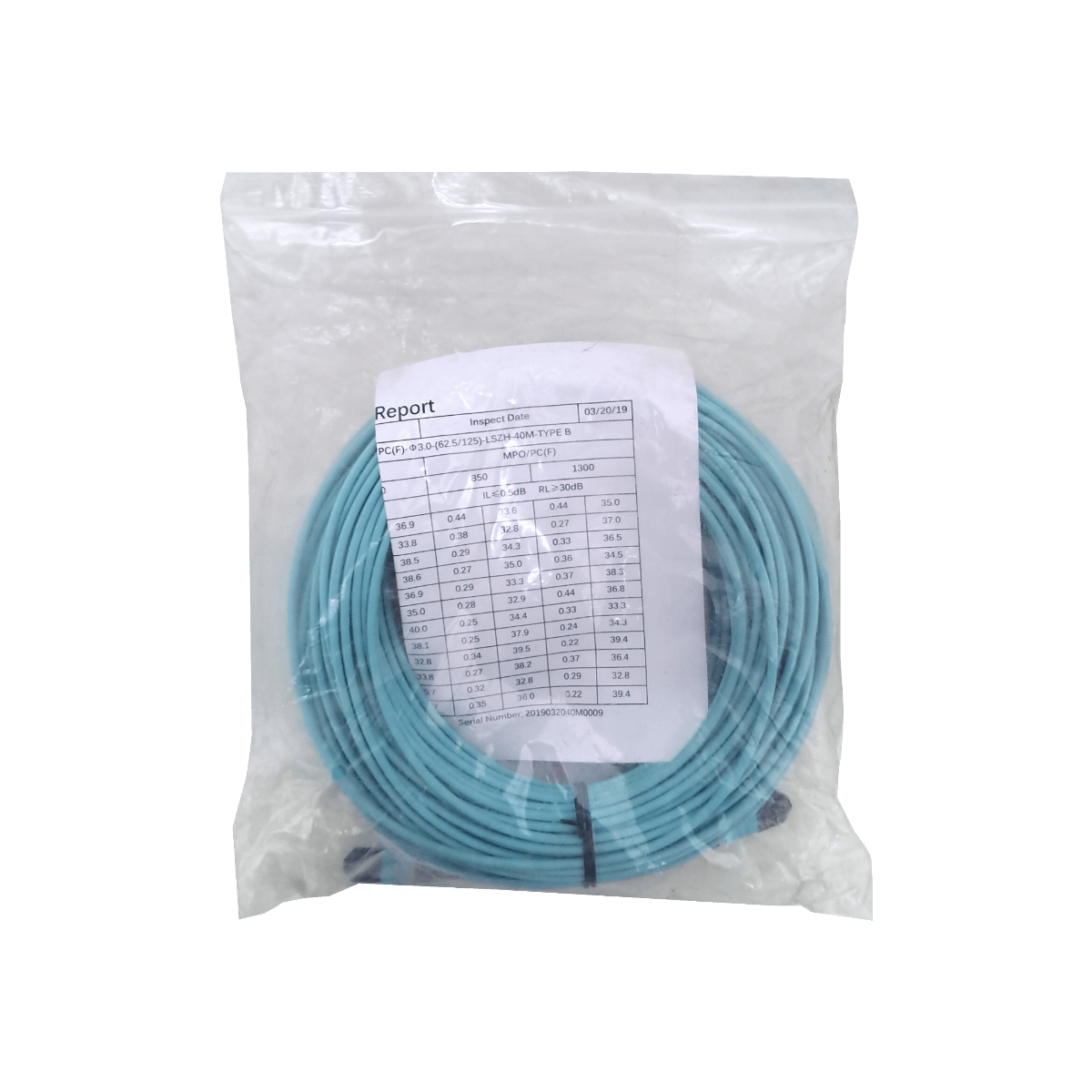LSZH 40mt OM1 MPO-MPO 12-Fibras Type-B Multimodo MM Jumper Fibra 2