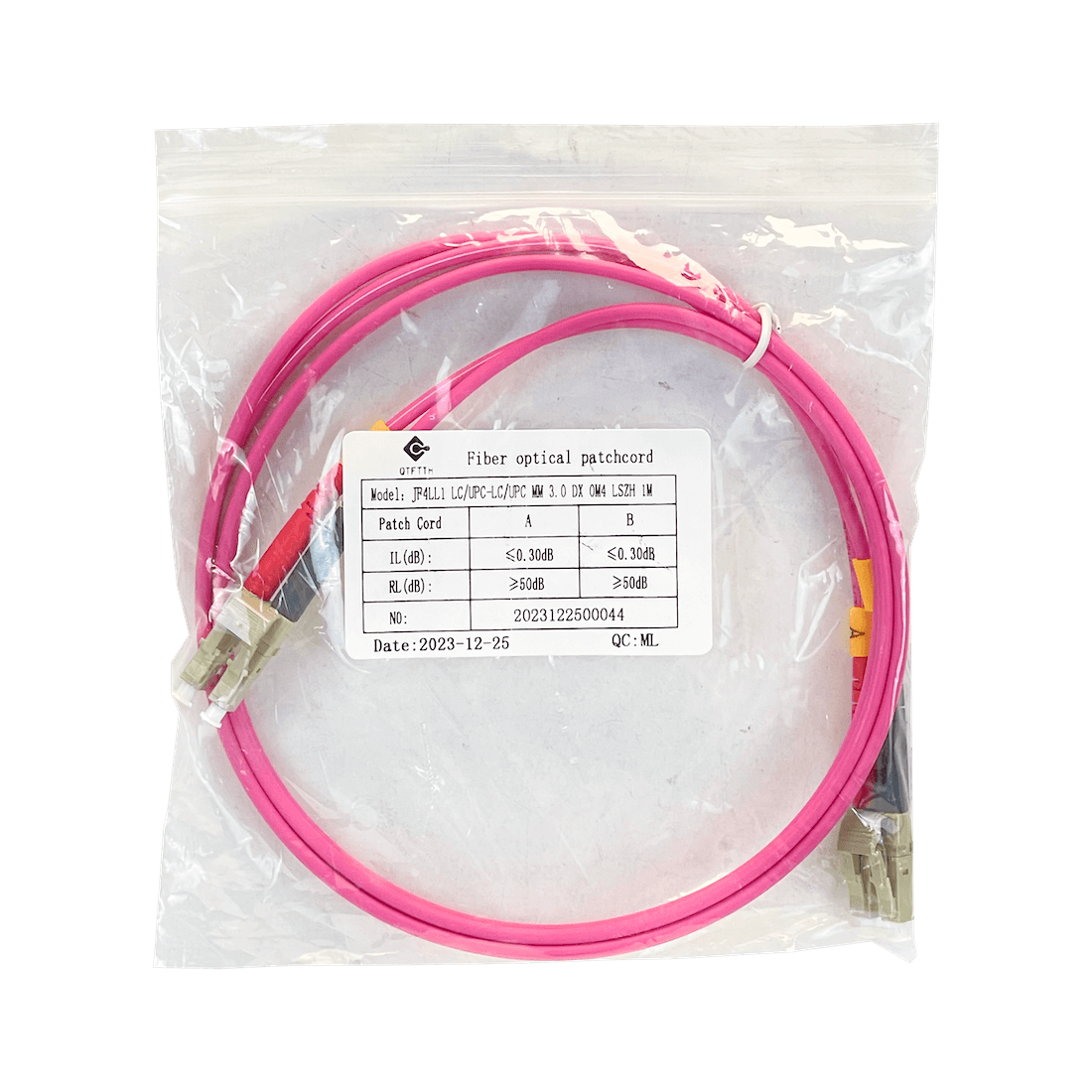 LSZH 1mt LC-LC OM4 MultiModo MM Duplex Jumper Fibra 50/125um 3,0mm 3