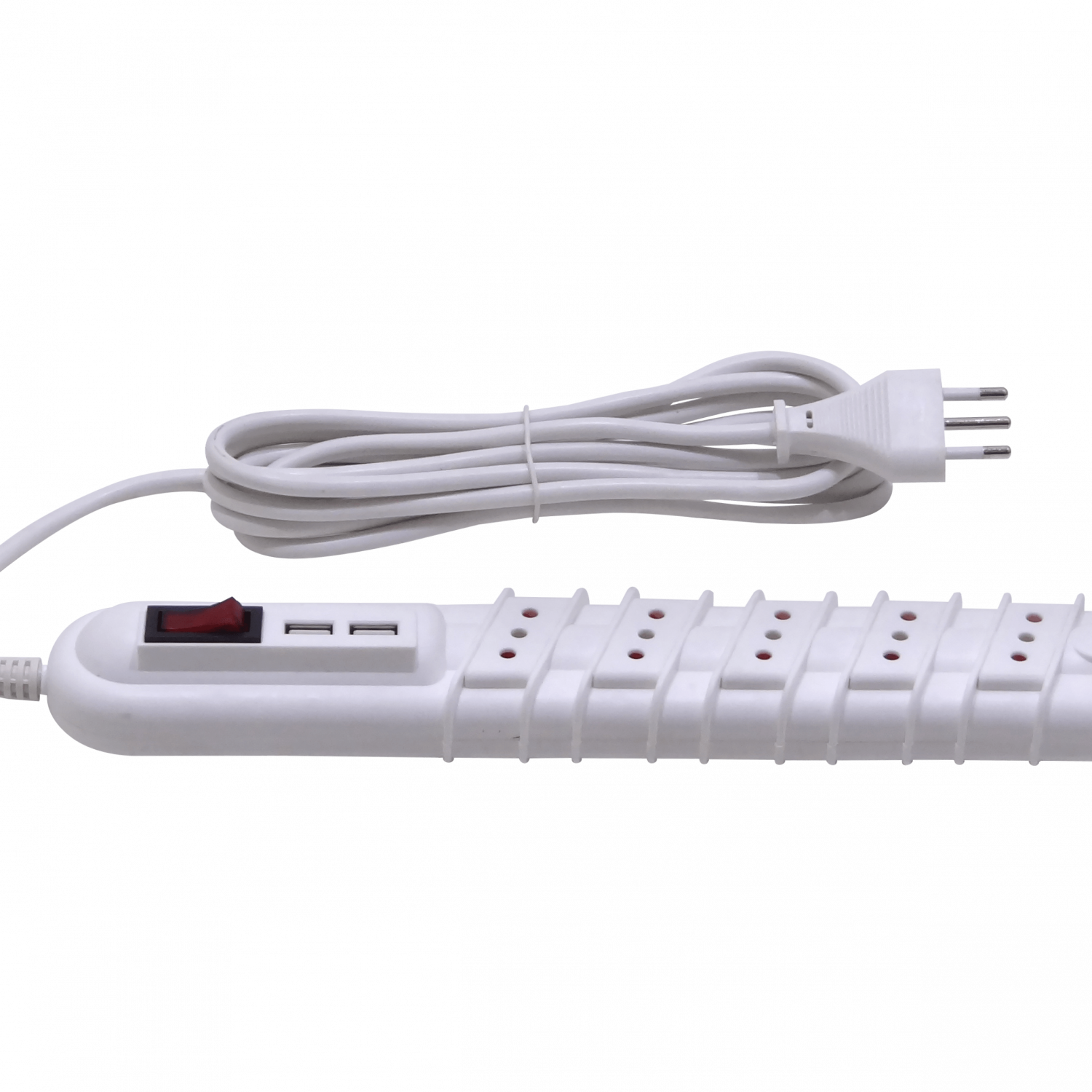 RITTIG Blanco 5-IH 2-USB5V Alarg 3mts 10A-250V 2200W Piloto-Interruptr 5