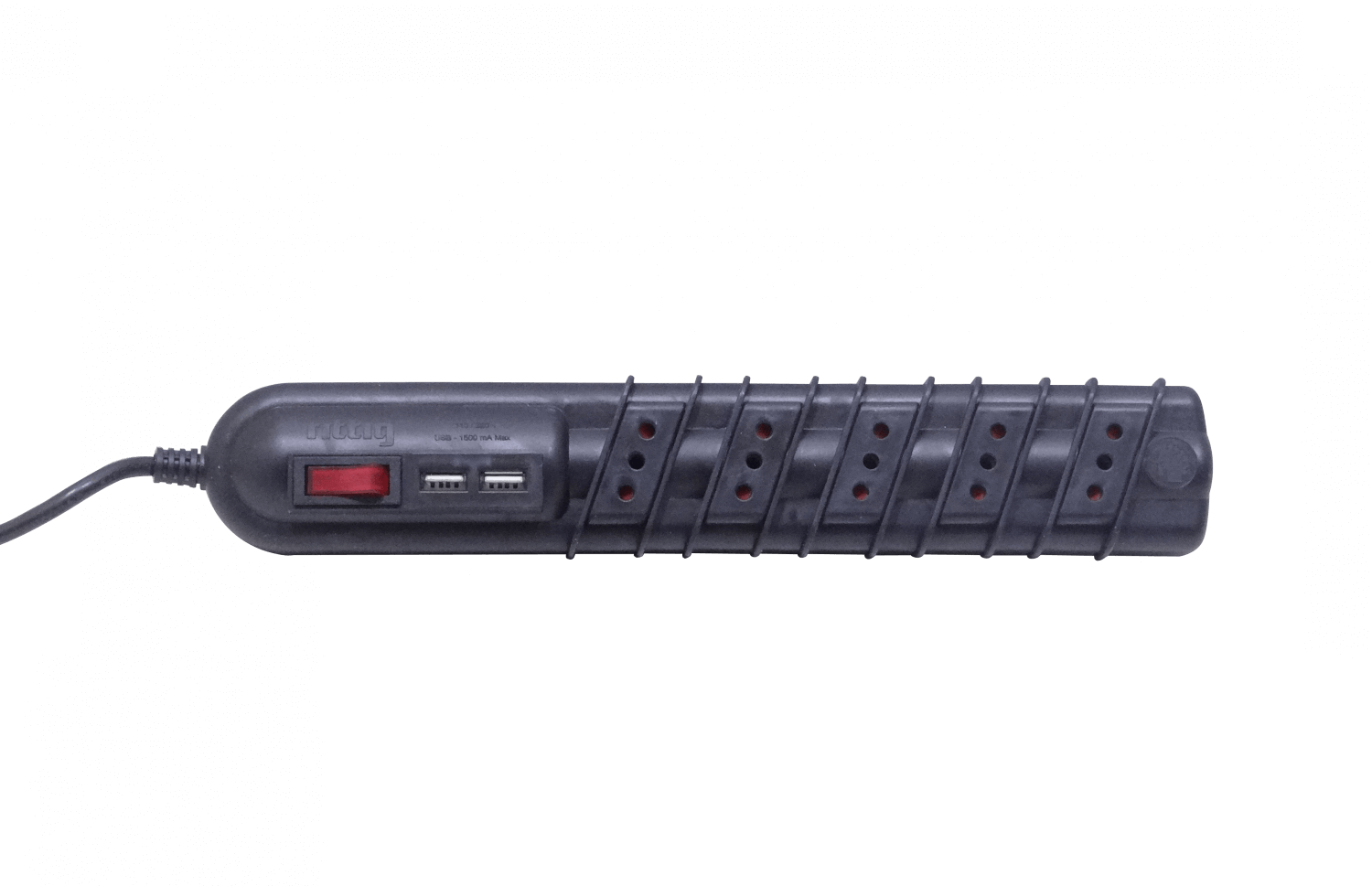 Alargador Negro 5 Tomas + 2 Conectorers USB-A 5V, 10A-250V 2200W, 3 Metros, Negro  2