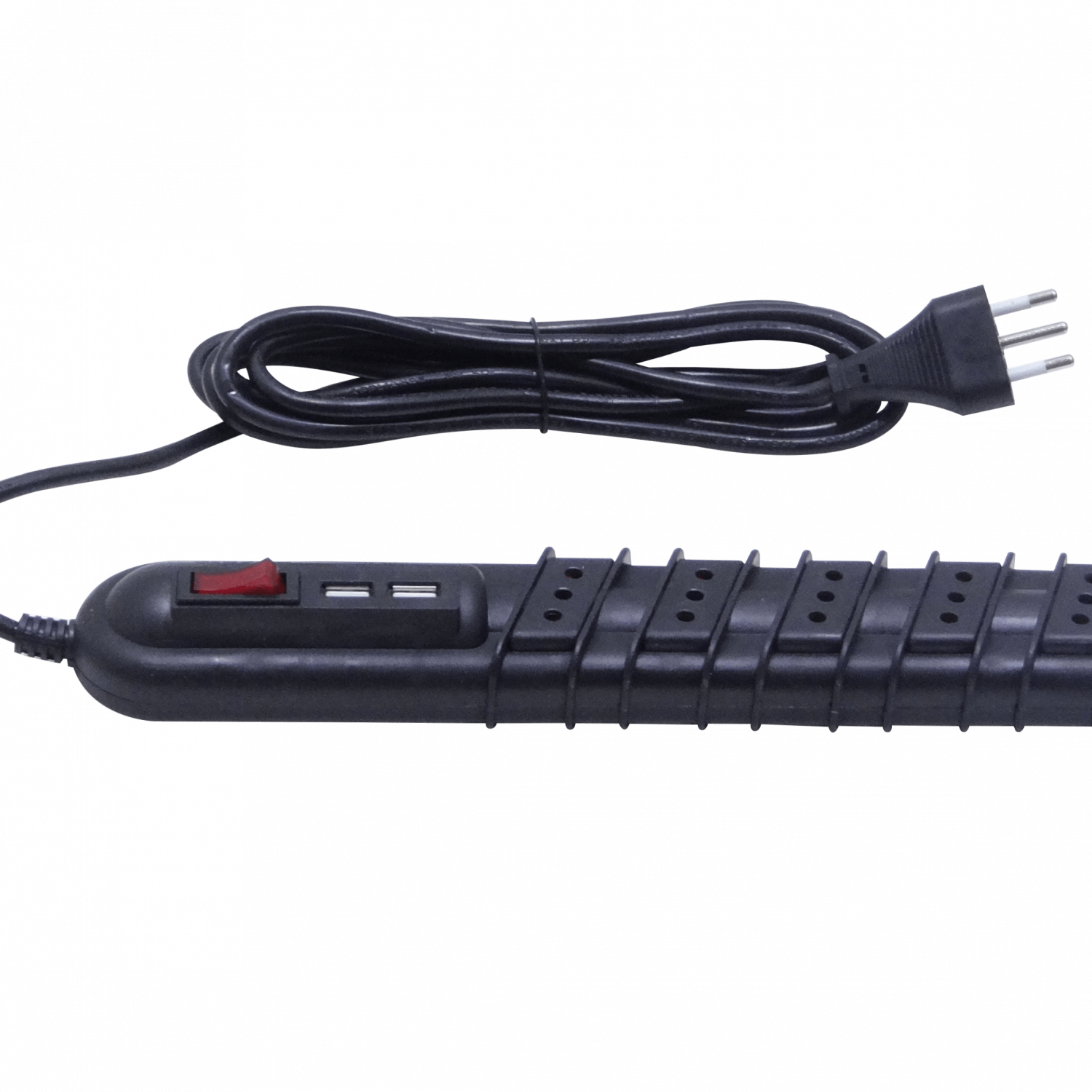 Alargador Negro 5 Tomas + 2 Conectorers USB-A 5V, 10A-250V 2200W, 3 Metros, Negro  3