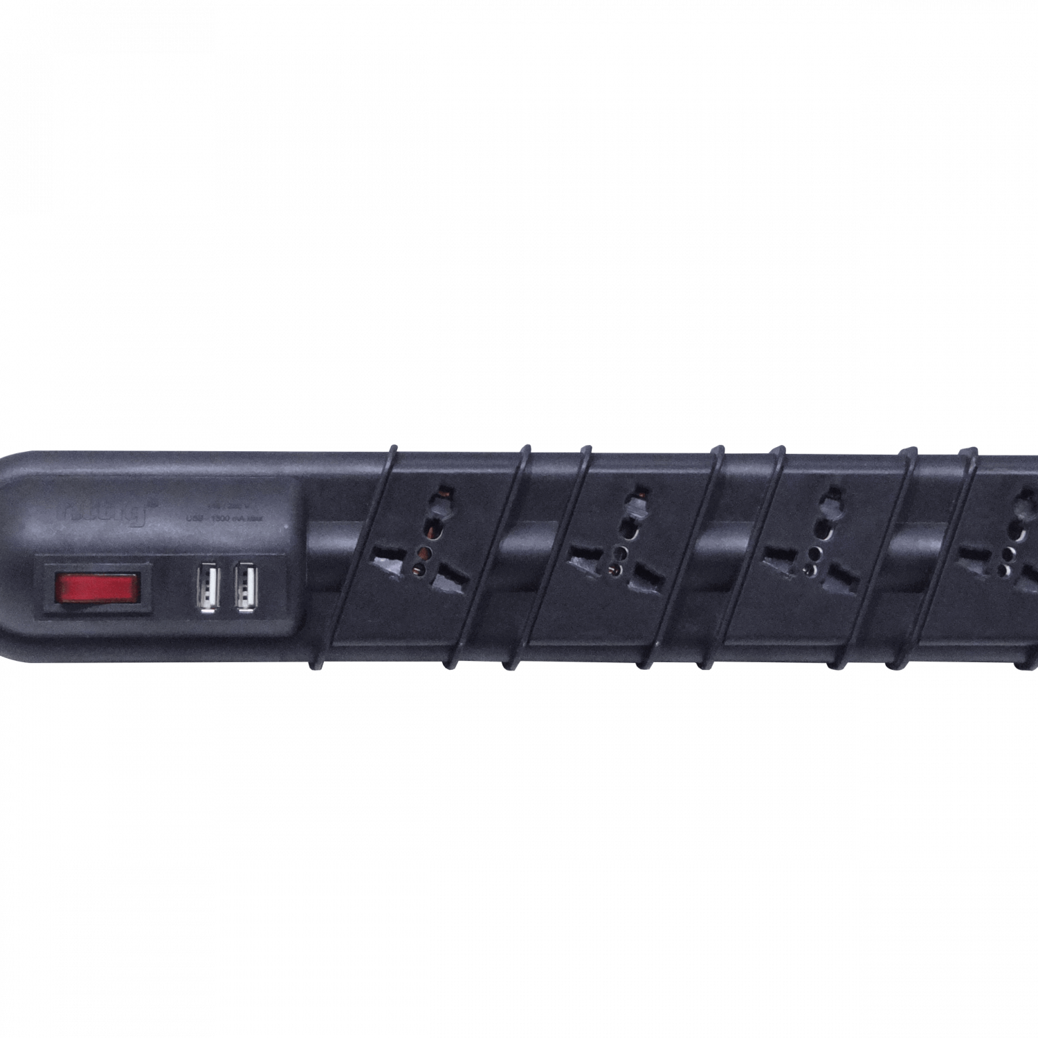 RITTIG Negro 5-Mult 2-USB5V Alarg 3mts 10A-250V 2200W Piloto-Interrupt 2