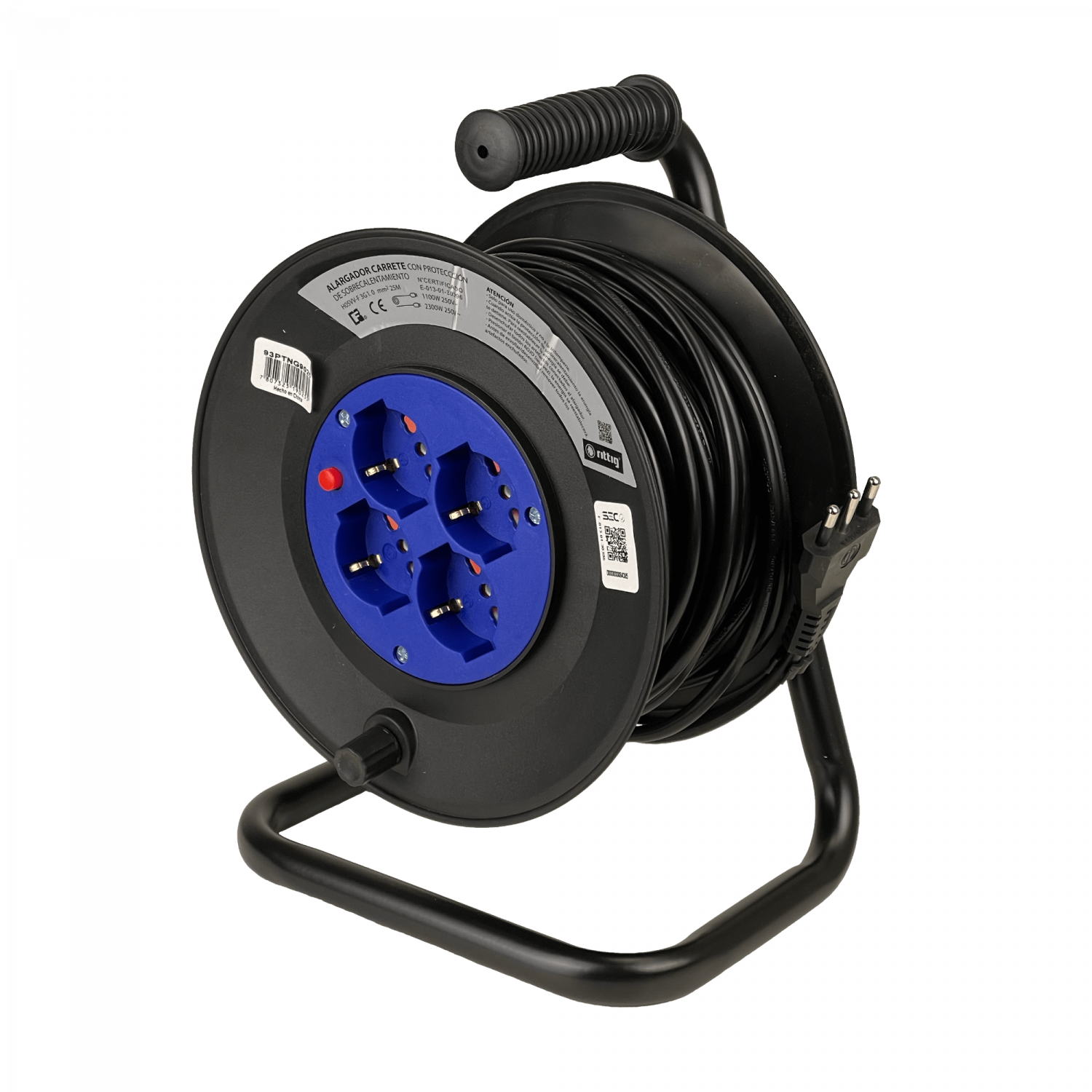 RITTIG 25mts Alargador Carrete 4-Multinorma-H 1-16A-IM 250V Proteccion 3