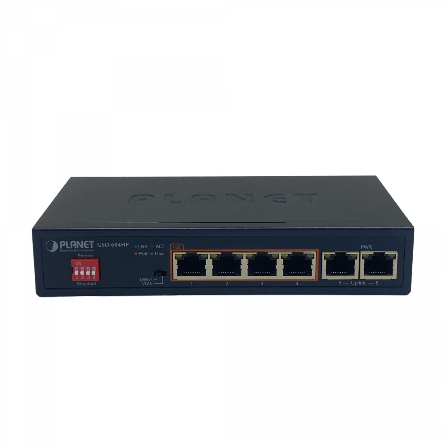 PLANET 6-1000(4-PoE+af/at) 55W-tot Switch no-Admin no-Rack inc-55V/72W 2