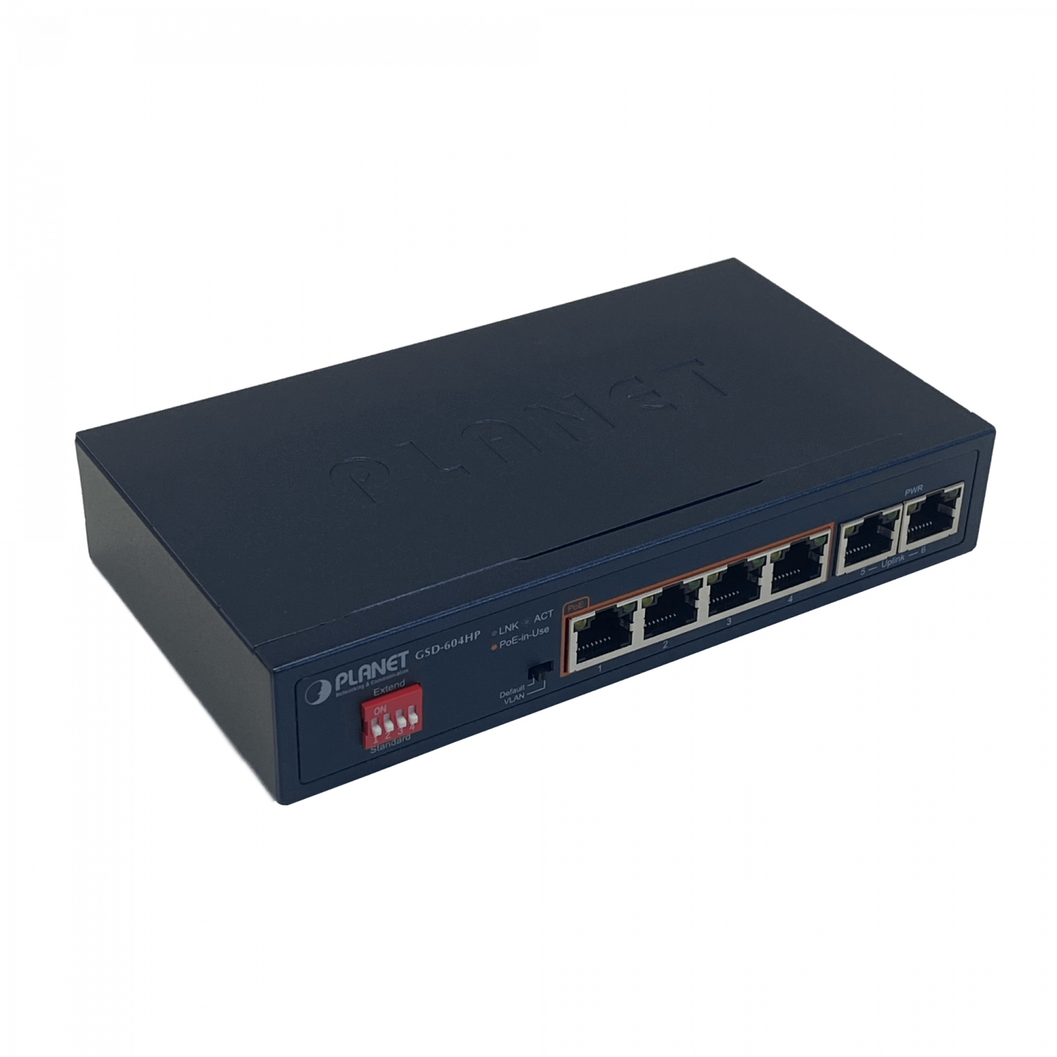 PLANET 6-1000(4-PoE+af/at) 55W-tot Switch no-Admin no-Rack inc-55V/72W 6