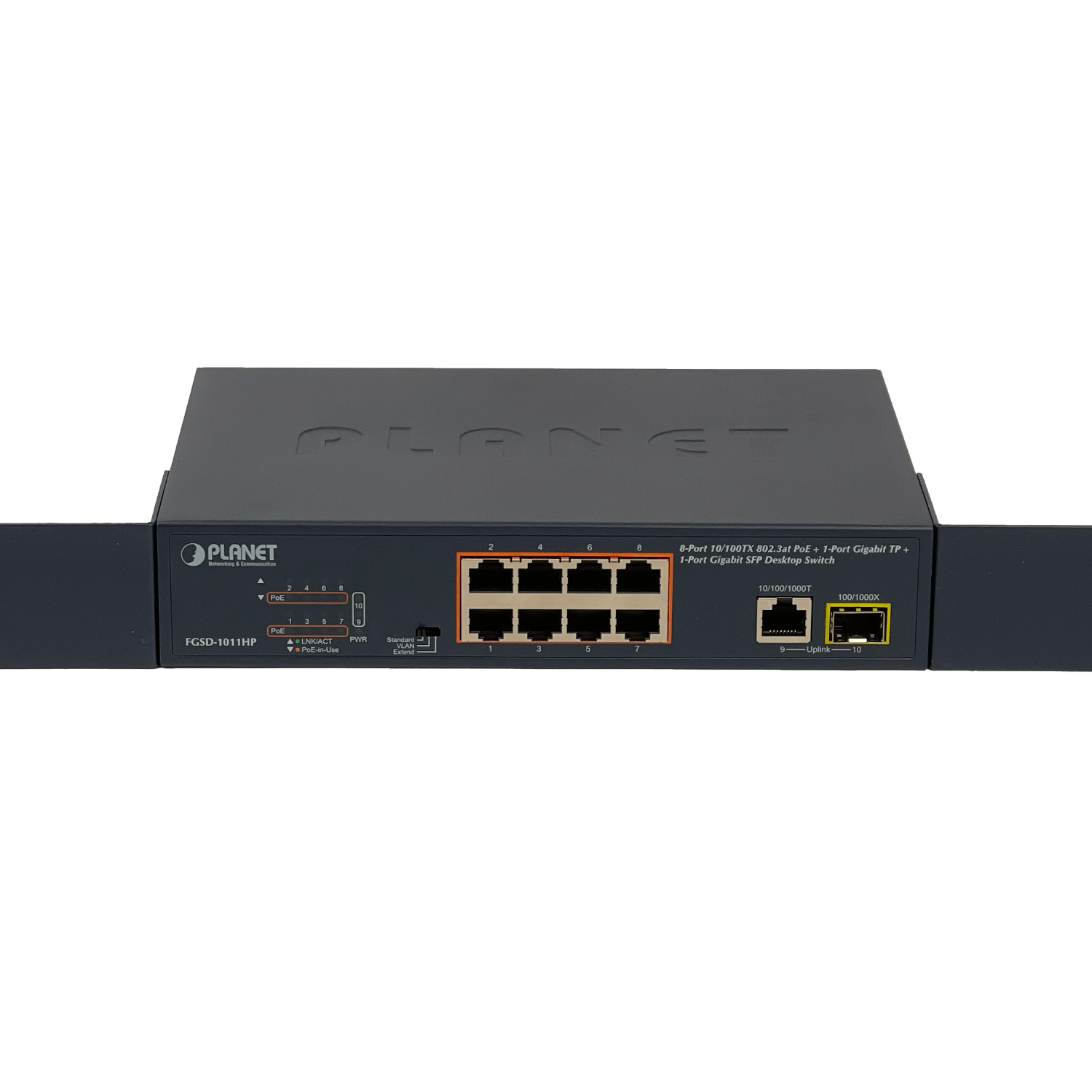 PLANET 8-100-PoE+at 1-1000 1-SFP 120W-tot Switch no-Admin Rack19p 4