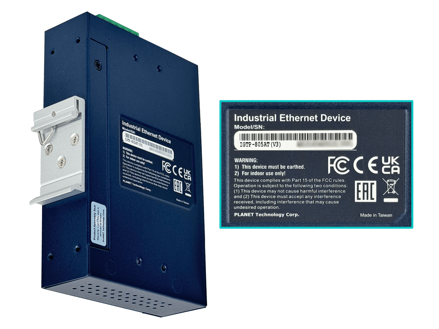 Planet 1-1000-PoE 1-SFP Riel-DIN Industrial Media Converter req-Fuente 1