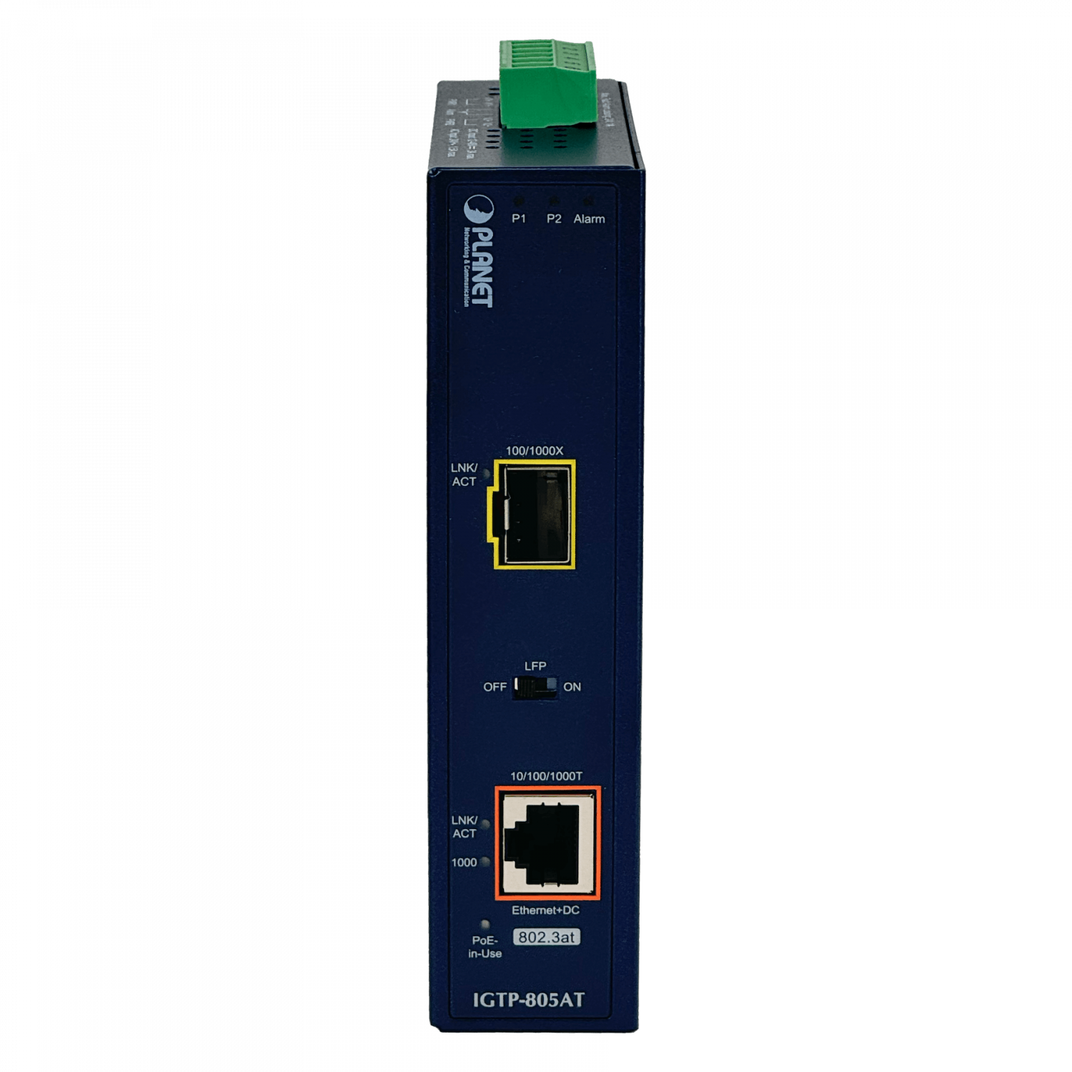 Planet 1-1000-PoE 1-SFP Riel-DIN Industrial Media Converter req-Fuente 5