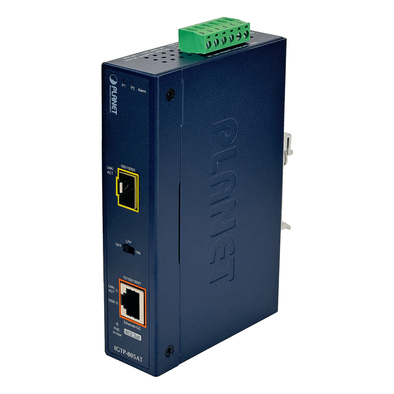 Planet 1-1000-PoE 1-SFP Riel-DIN Industrial Media Converter req-Fuente 6