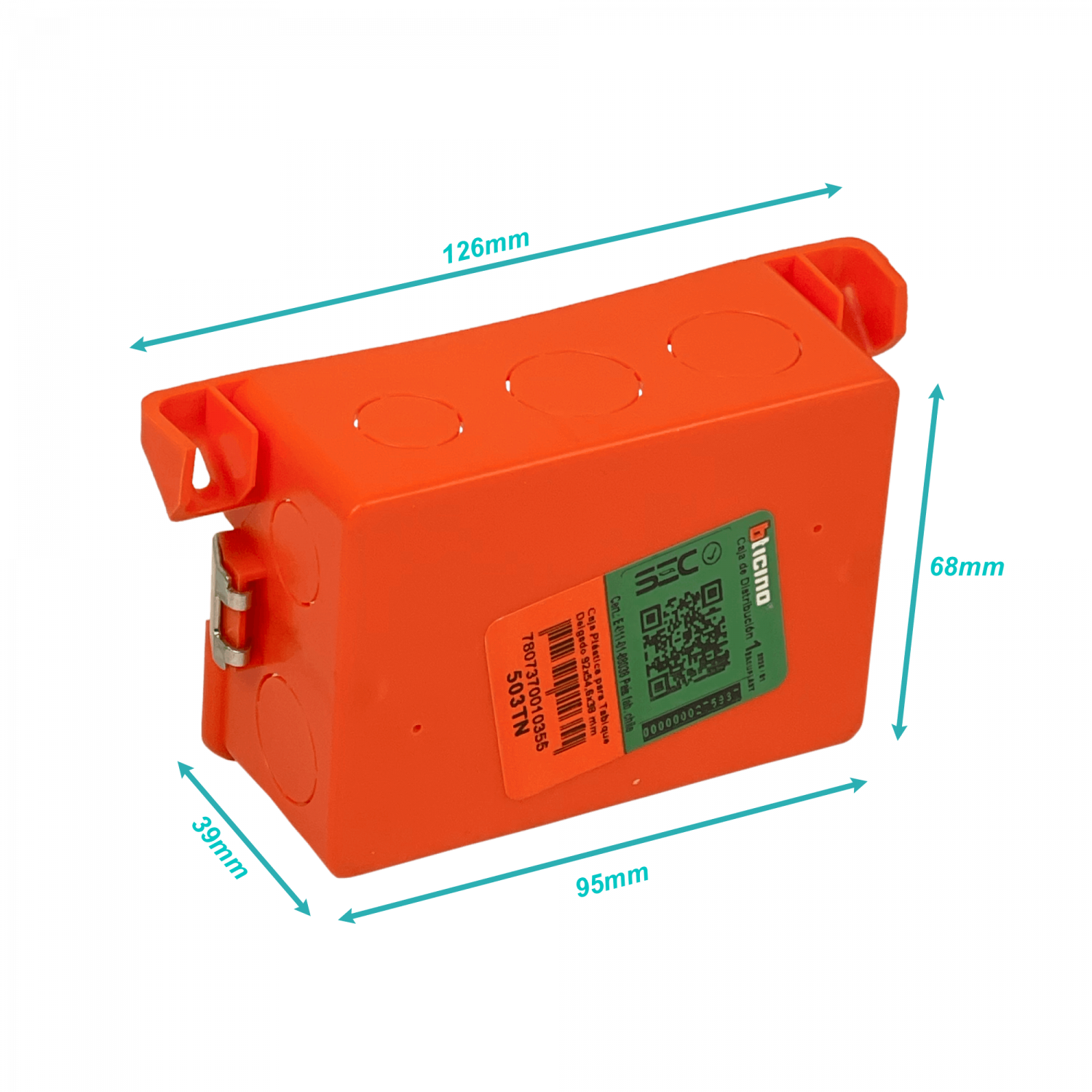 Caja de Distribución BTICINO 503TN, 105x61x38mm, 5/8