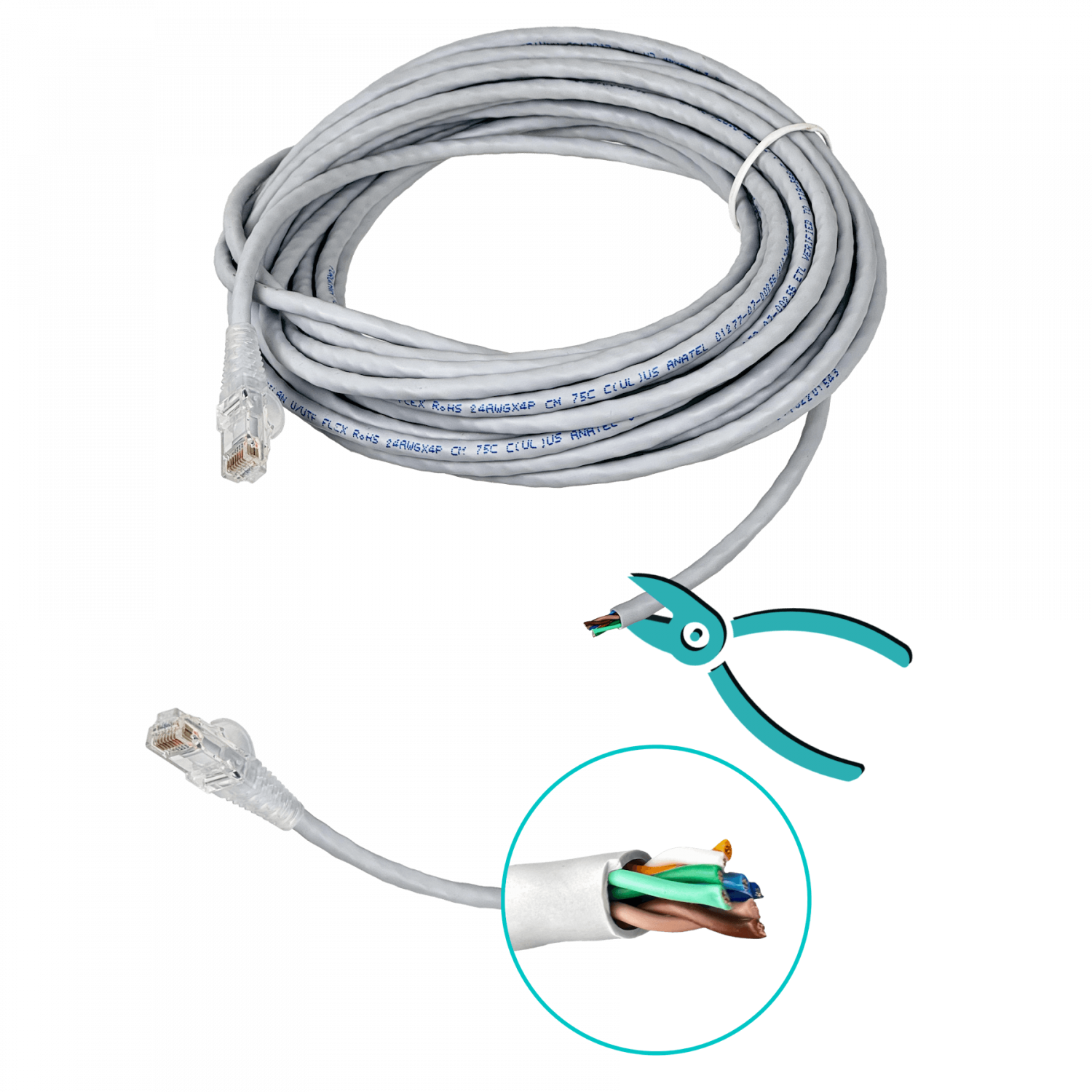 Cable Patch Furukawa Cat5e 10mt Gris U/UTP CM RJ45 Multilan 2