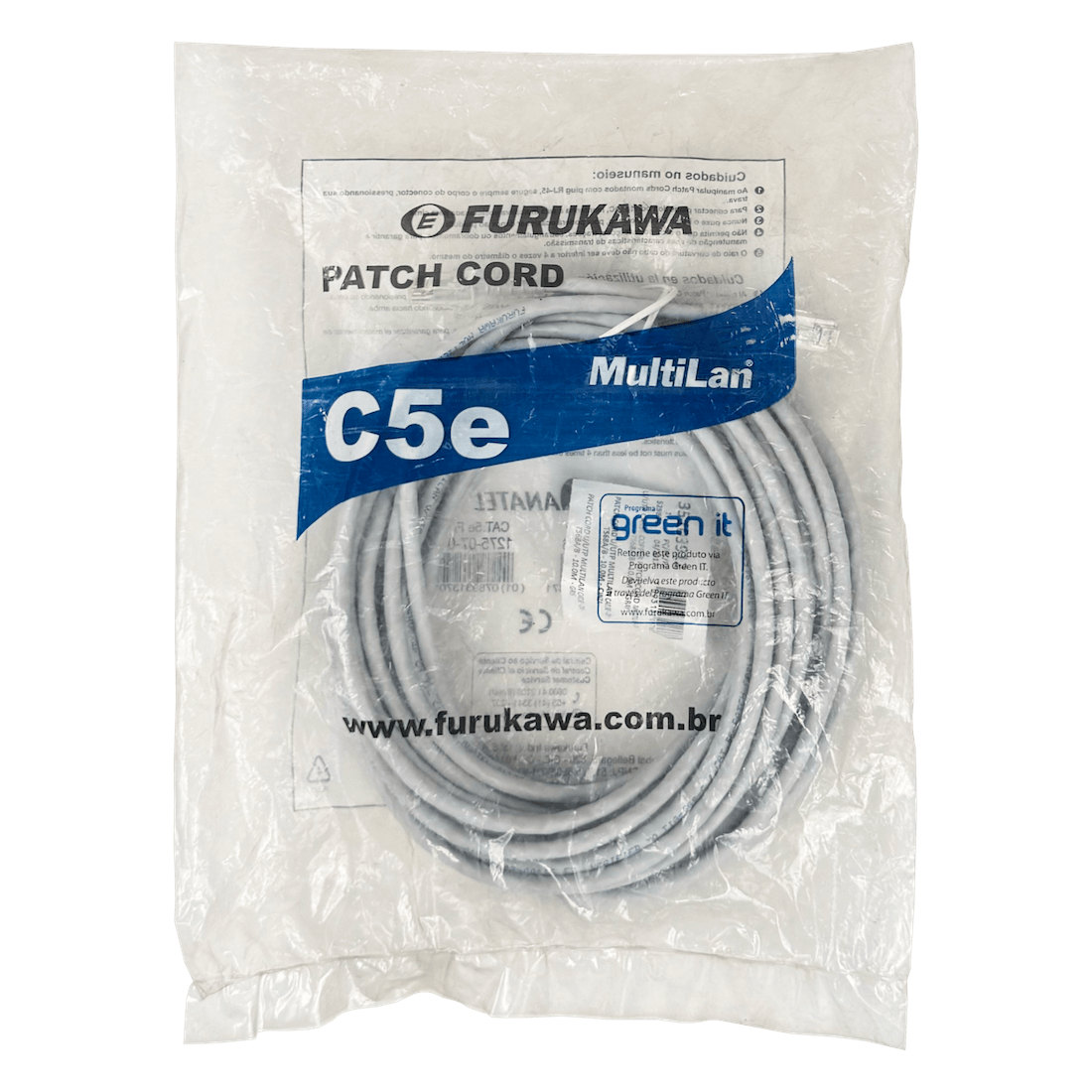 Cable Patch Furukawa Cat5e 10mt Gris U/UTP CM RJ45 Multilan 4
