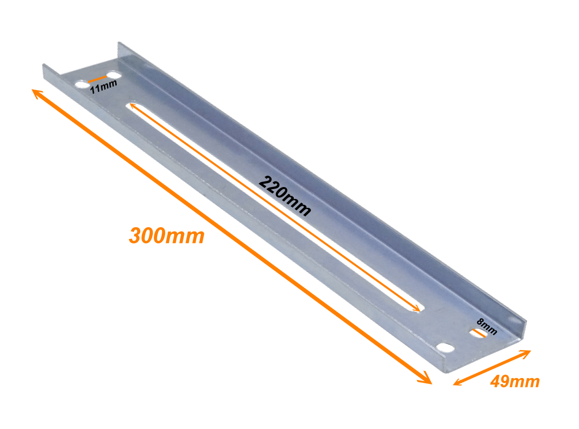 CCA-30C. 30cm 4-Perf Barra Metal Ranurada Soporte para CC-120 301x49x13mm 2