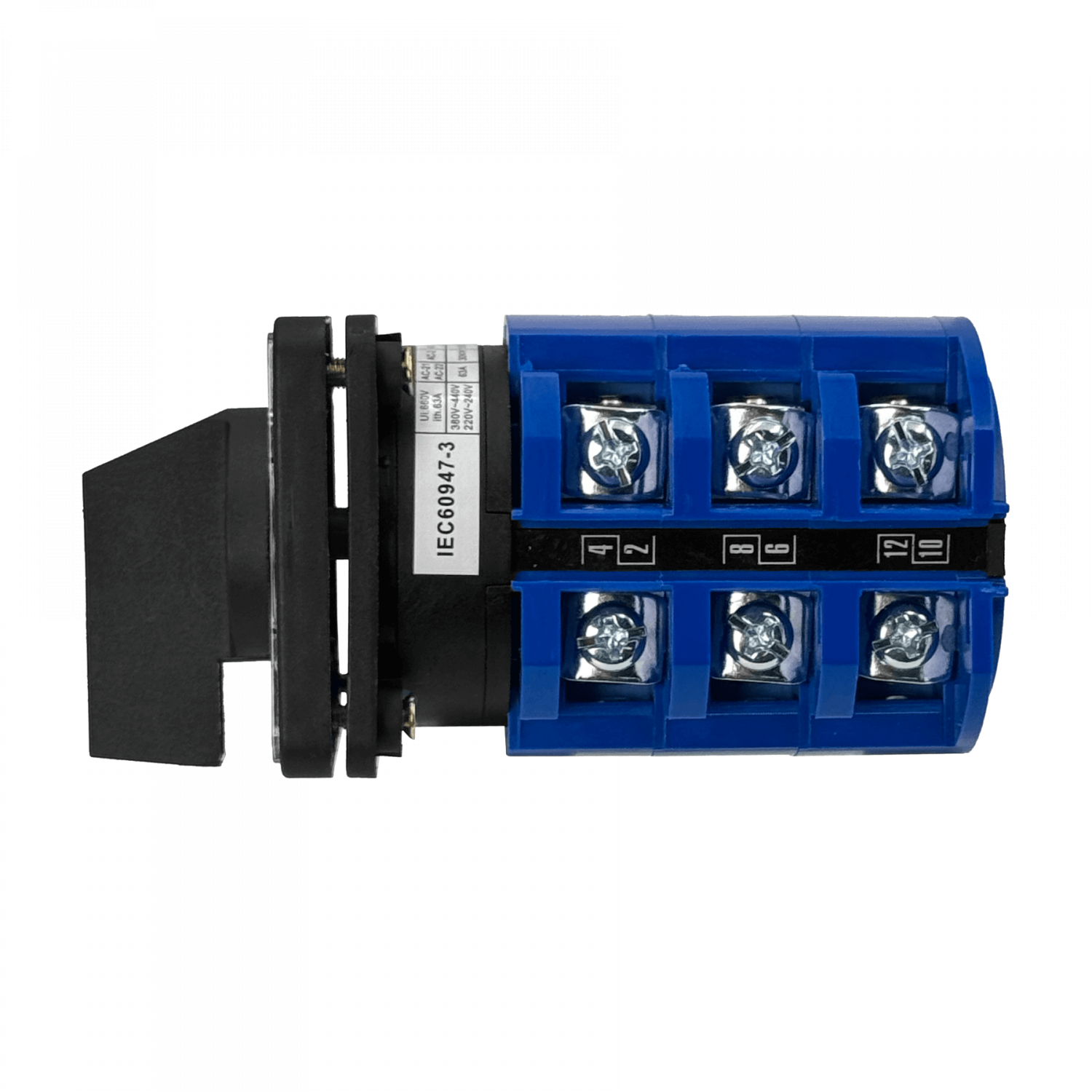 Conmutador 3-Fases 1-0-2 63A 660V 3-pos Interruptor 64x64mm D-90mm 6