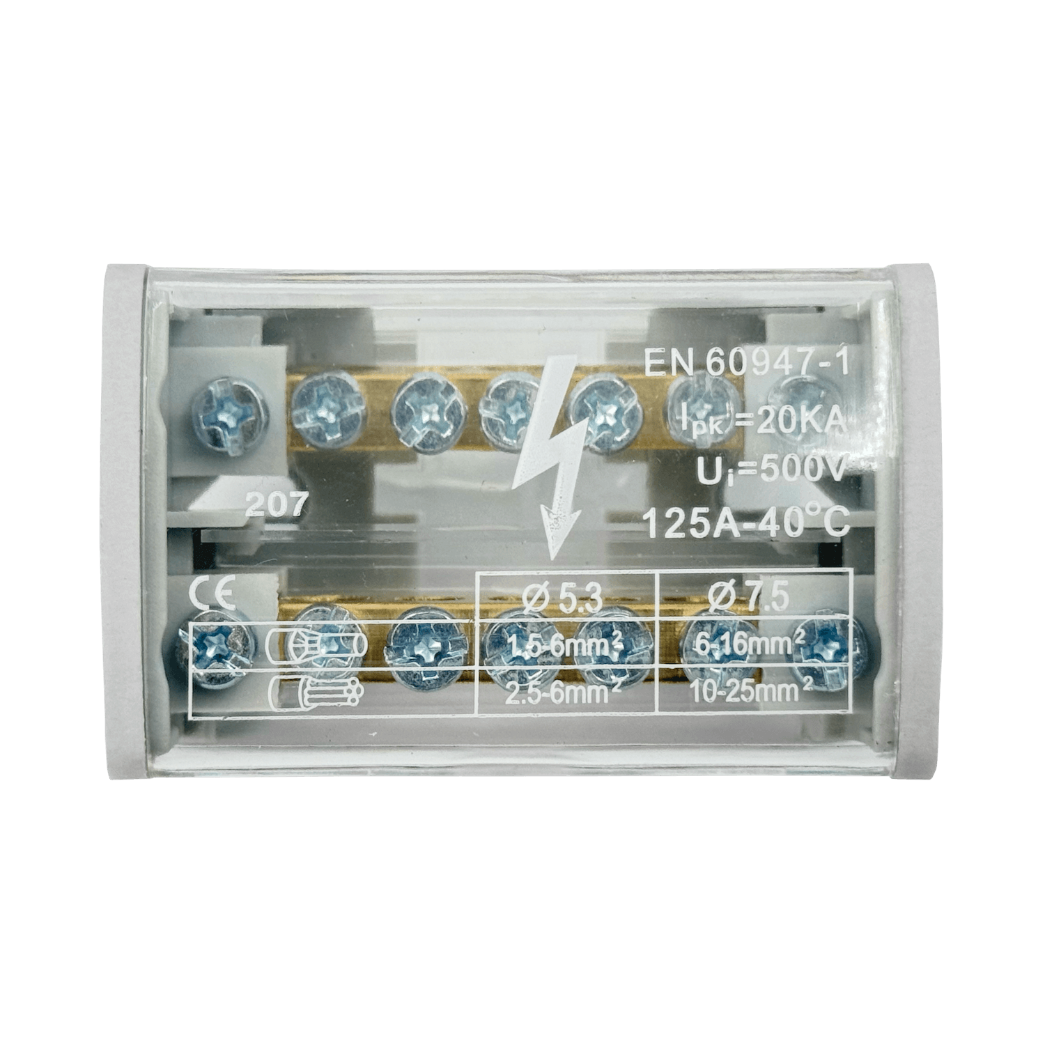 2x7-Polos Repartidor Bipolar 125A 40ºC 500V 1,5-25mm2 3
