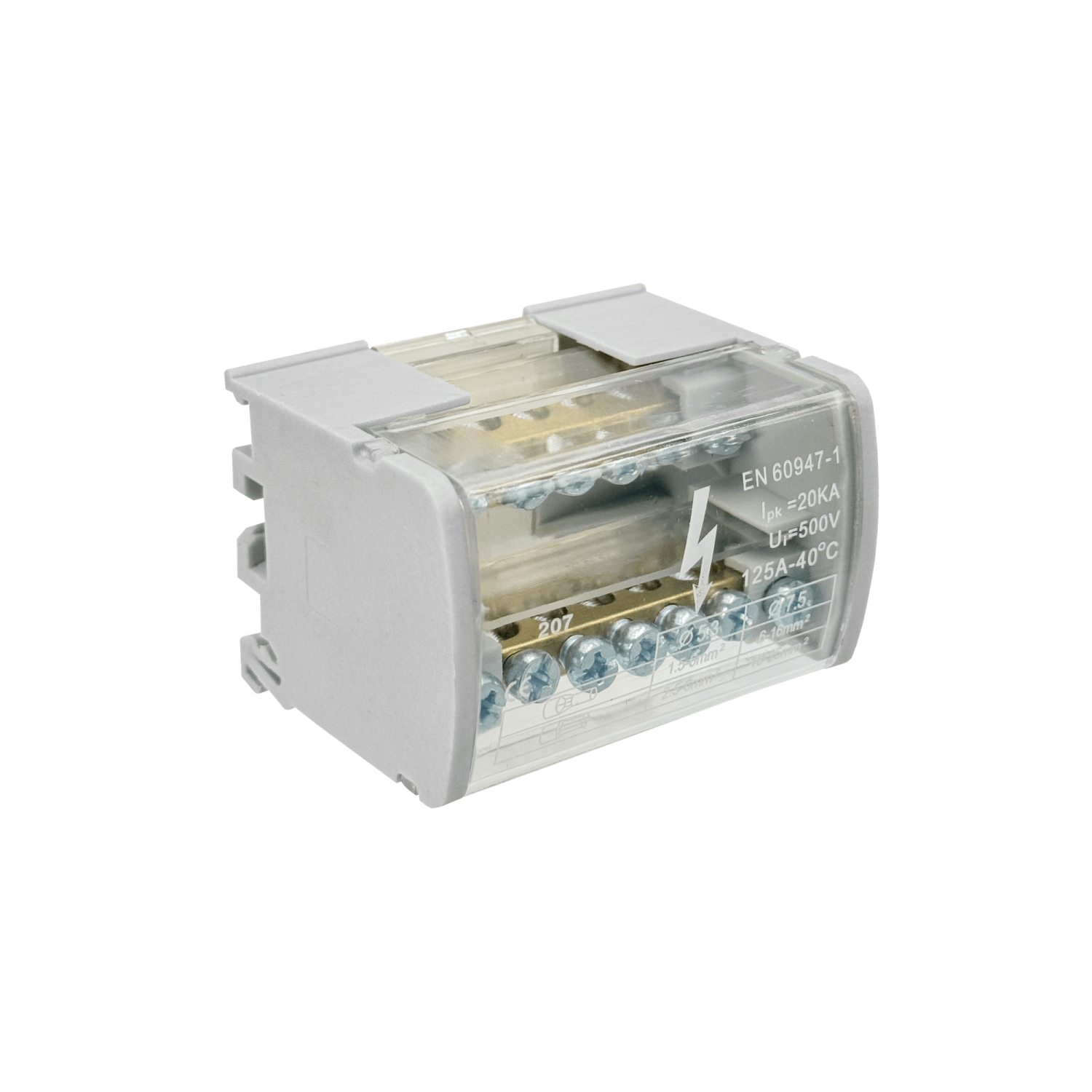 2x7-Polos Repartidor Bipolar 125A 40ºC 500V 1,5-25mm2 6