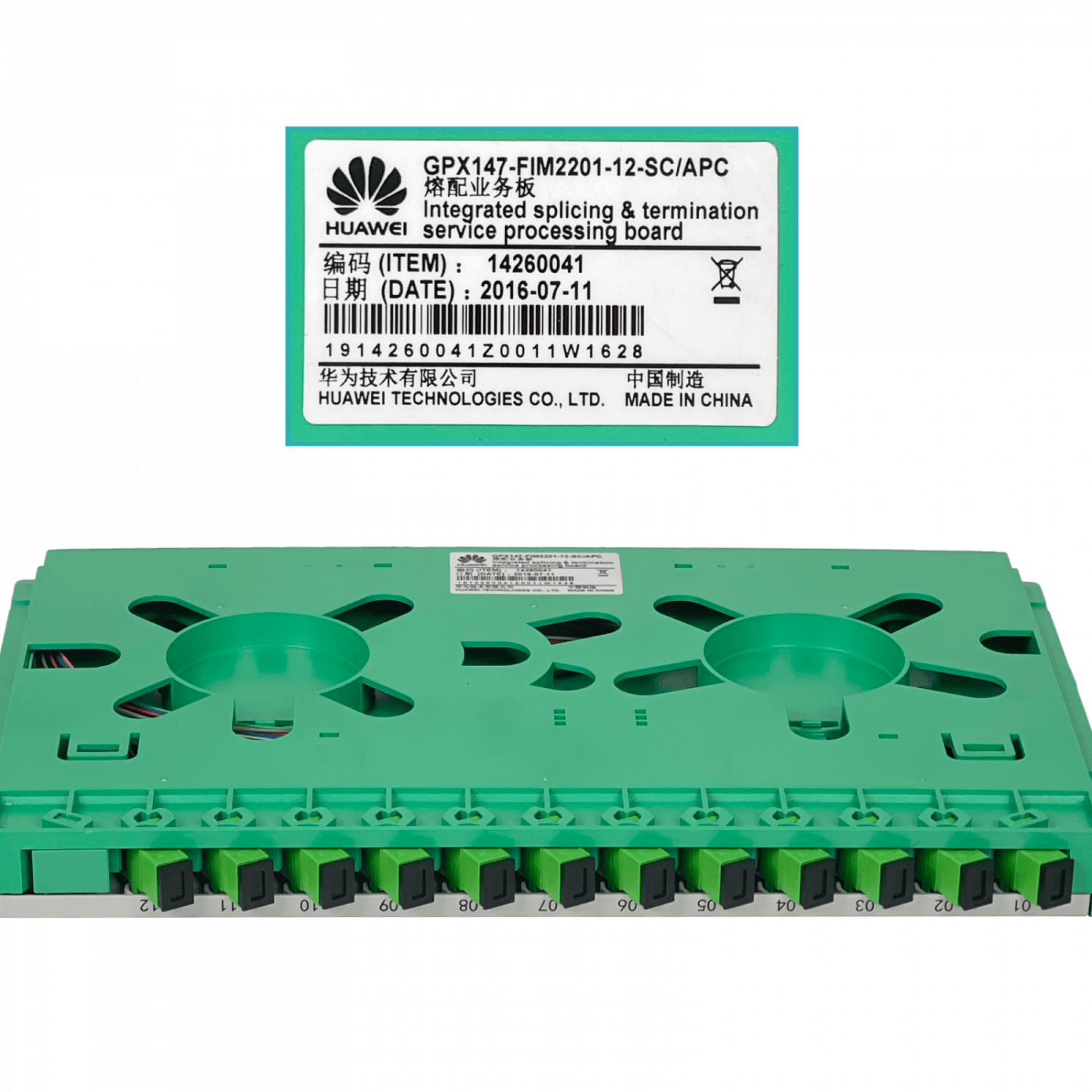 Bandeja 12-SC/APC para Cabecera tipo ODF incluye pigtails-SM y coplas 2