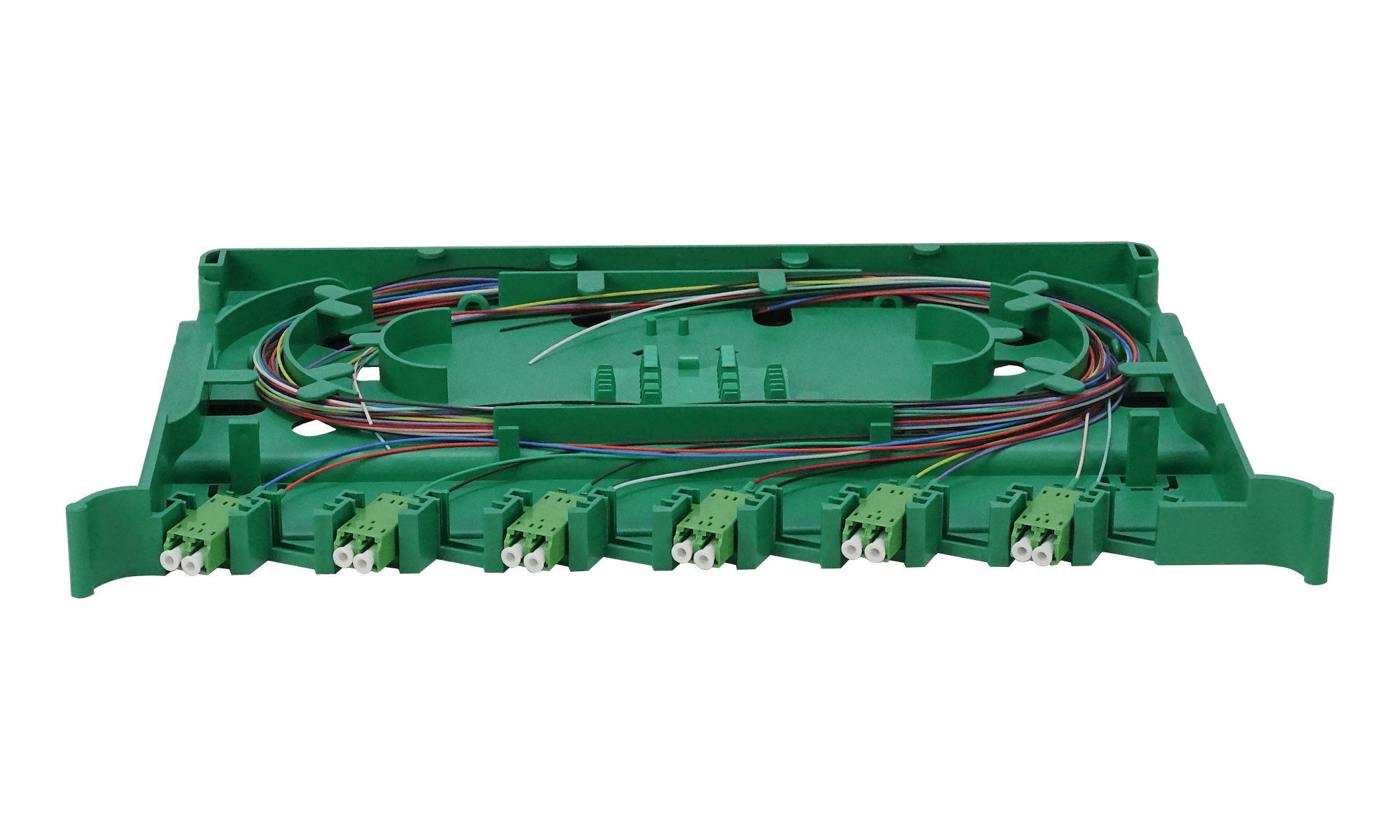 Bandeja 12-LC/APC para Cabecera tipo ODF incluye pigtails-SM y coplas 1