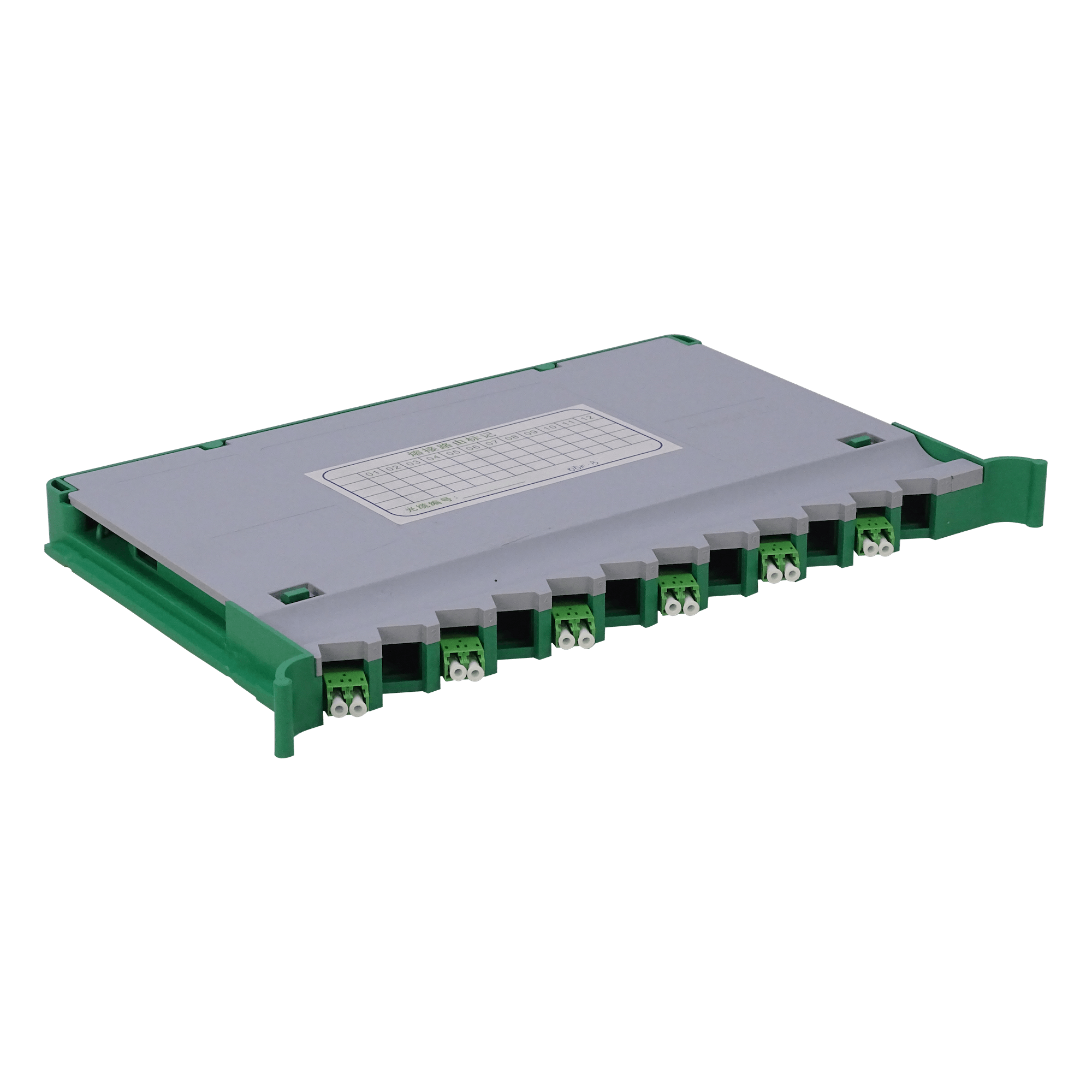 Bandeja 12-LC/APC para Cabecera tipo ODF incluye pigtails-SM y coplas 2