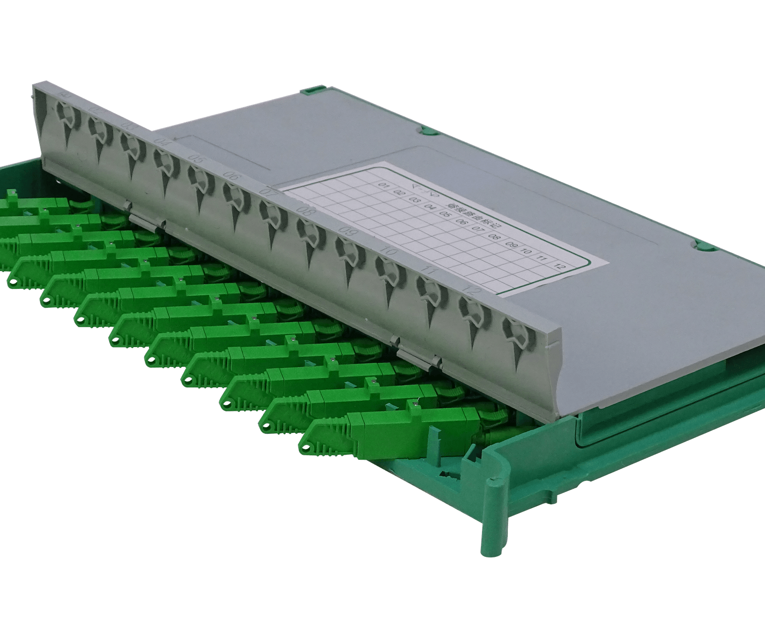 Bandeja 12-E2000/APC p/Cabecera tipo ODF incluye pigtails-SM y coplas 1